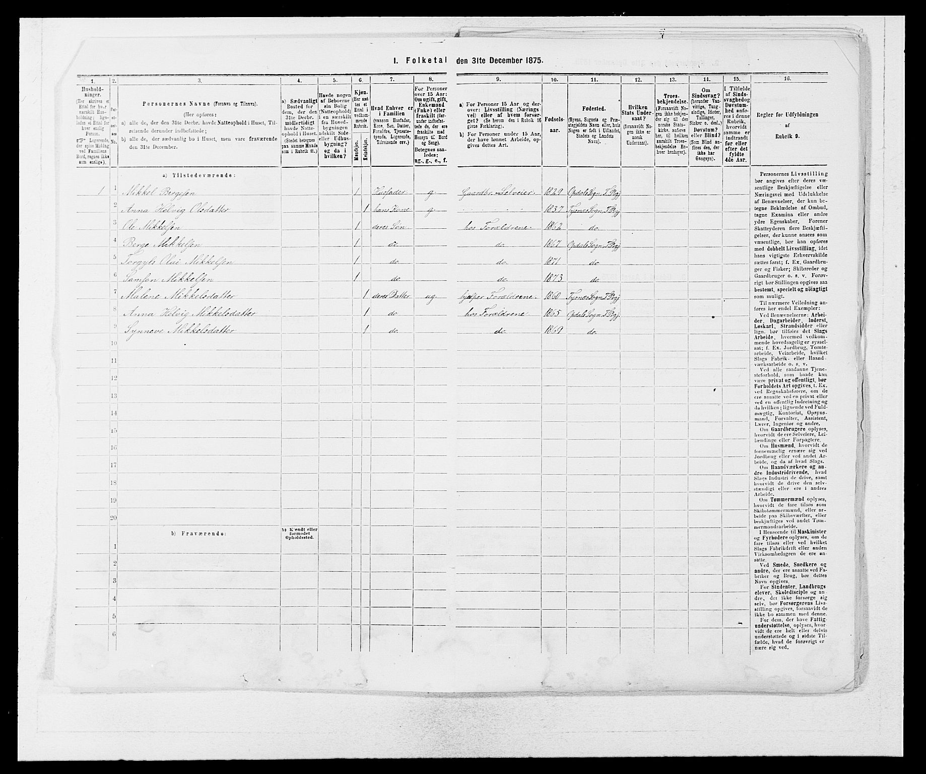 SAB, 1875 census for 1223P Tysnes, 1875, p. 32