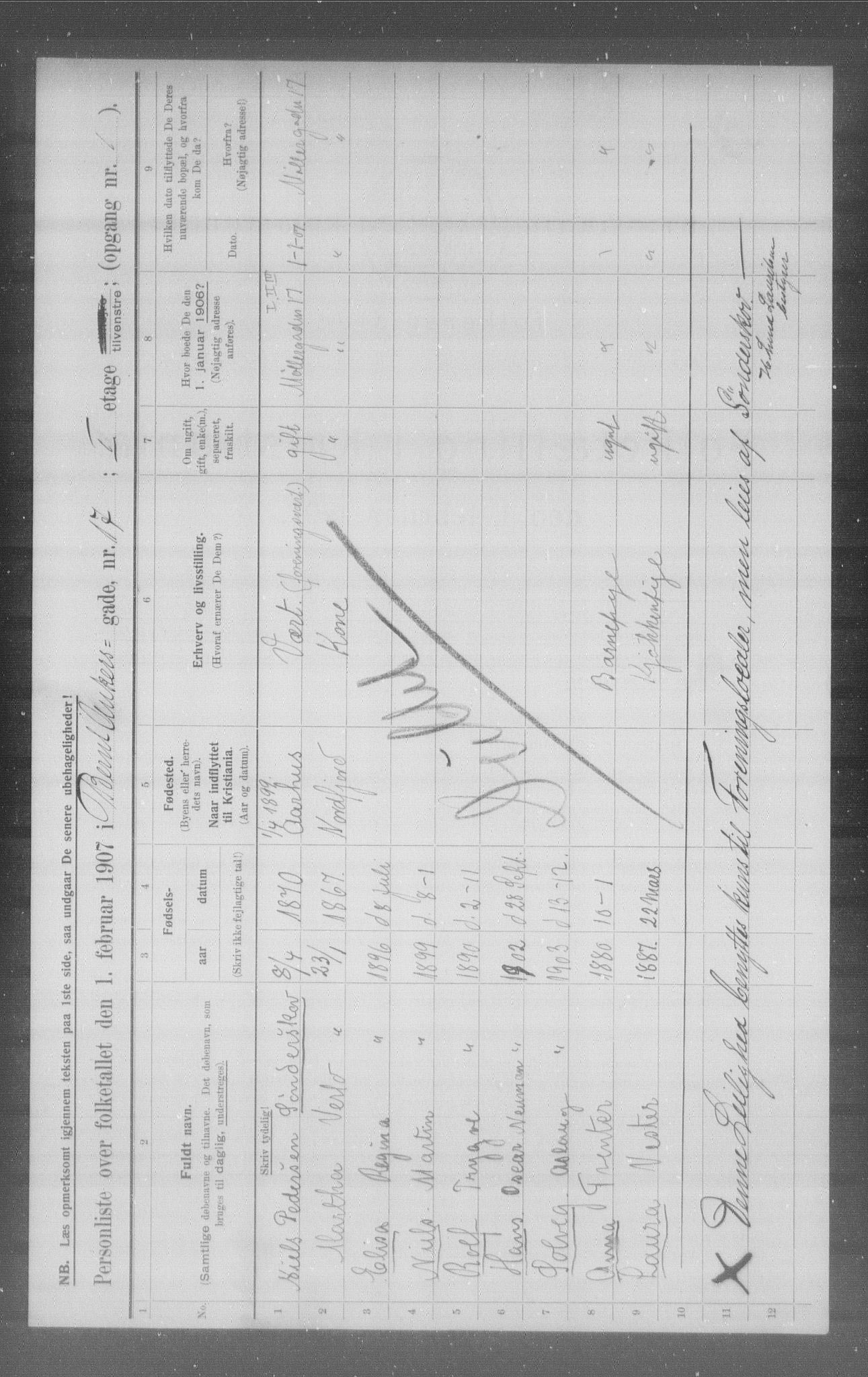 OBA, Municipal Census 1907 for Kristiania, 1907, p. 2562