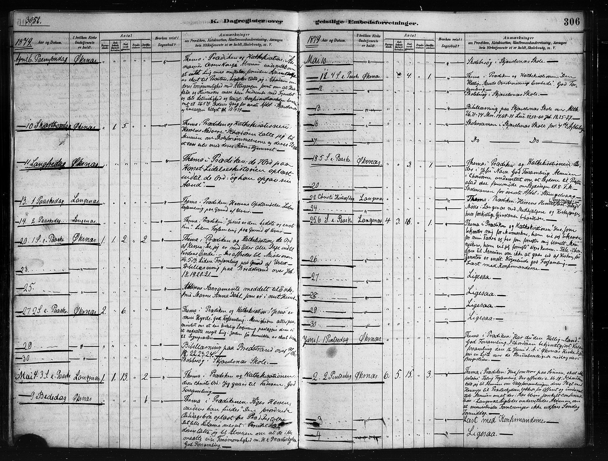 Ministerialprotokoller, klokkerbøker og fødselsregistre - Nordland, AV/SAT-A-1459/893/L1335: Parish register (official) no. 893A08 /1, 1878-1884, p. 306