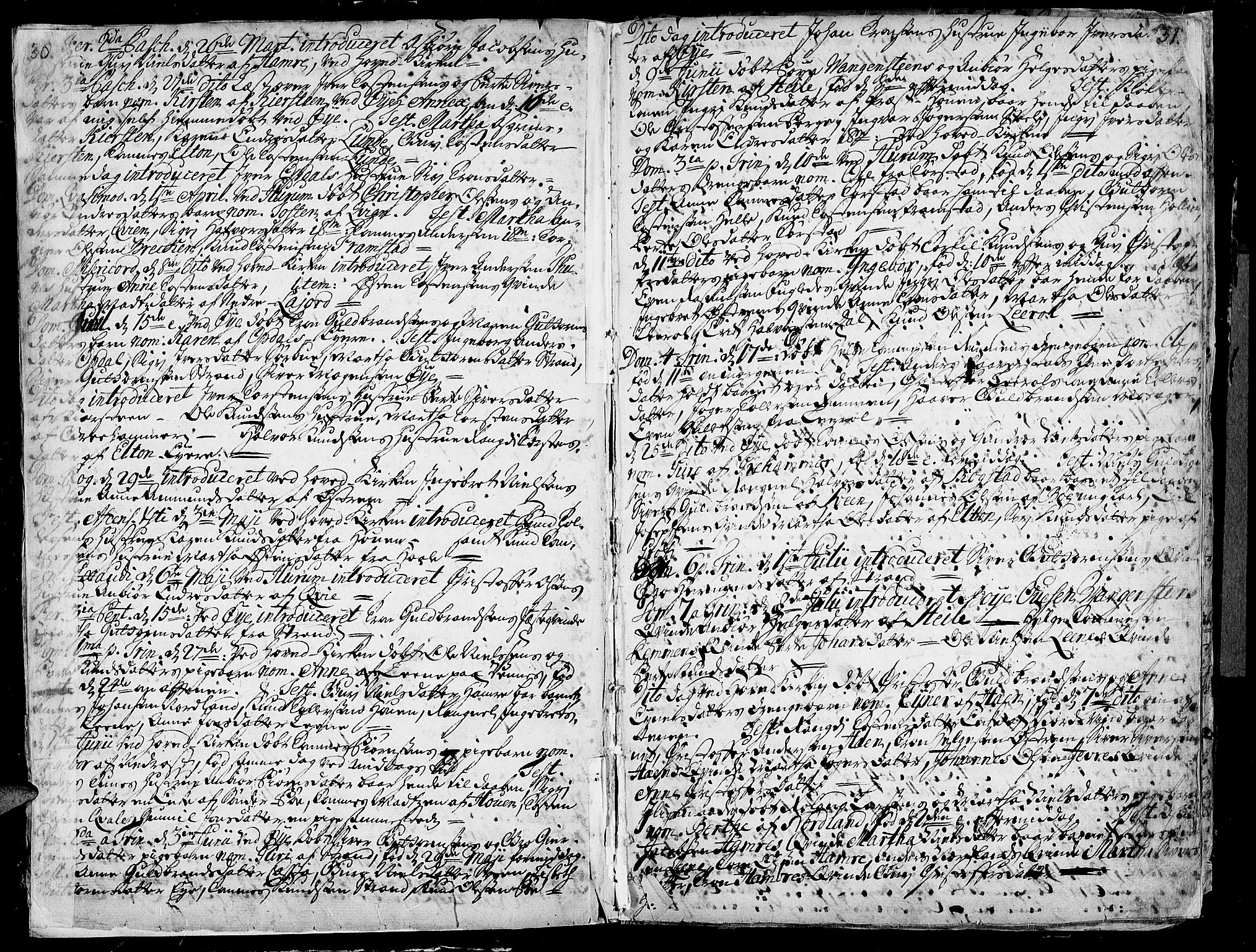 Vang prestekontor, Valdres, AV/SAH-PREST-140/H/Ha/L0001: Parish register (official) no. 1, 1730-1796, p. 30-31