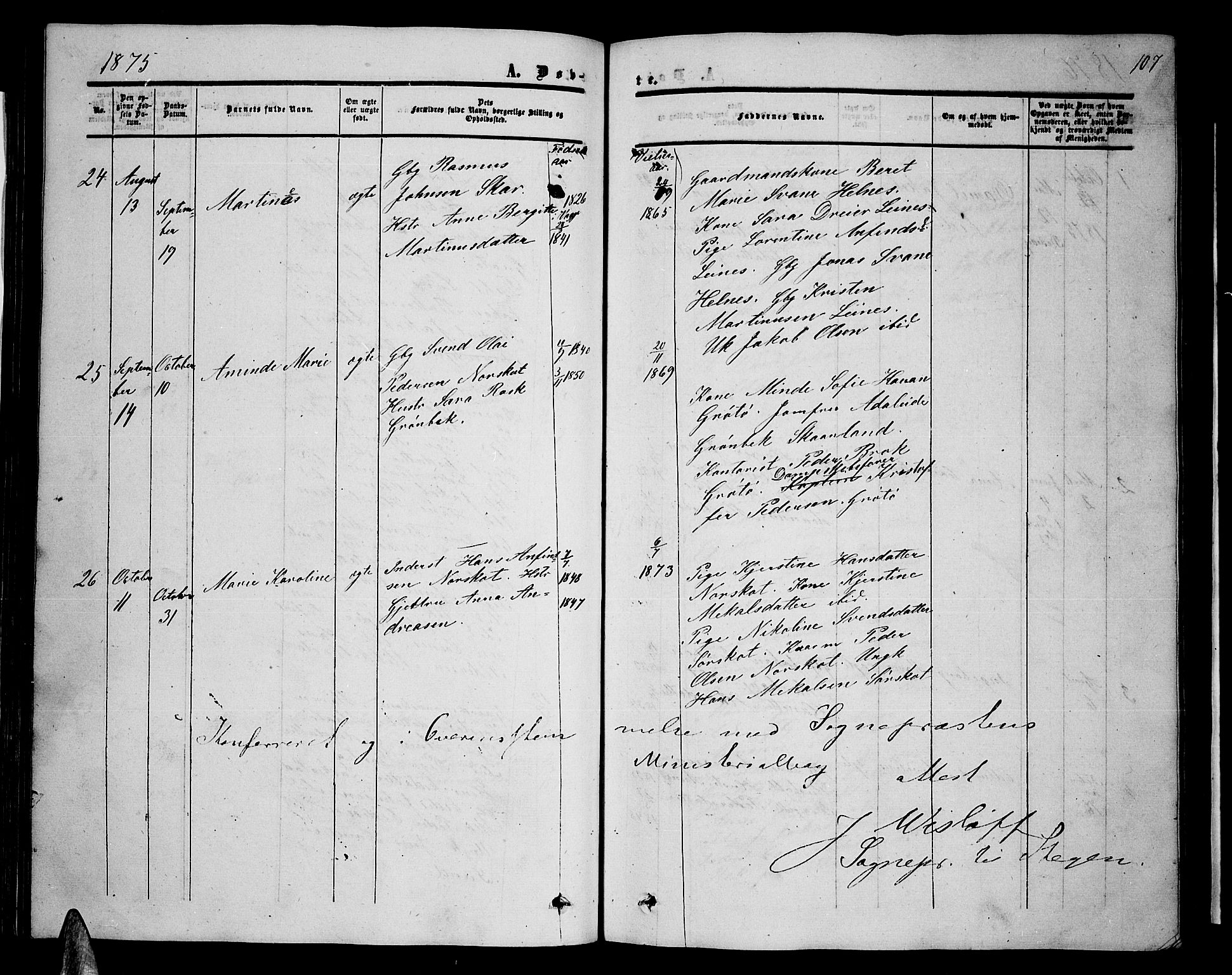 Ministerialprotokoller, klokkerbøker og fødselsregistre - Nordland, AV/SAT-A-1459/857/L0827: Parish register (copy) no. 857C02, 1852-1879, p. 107