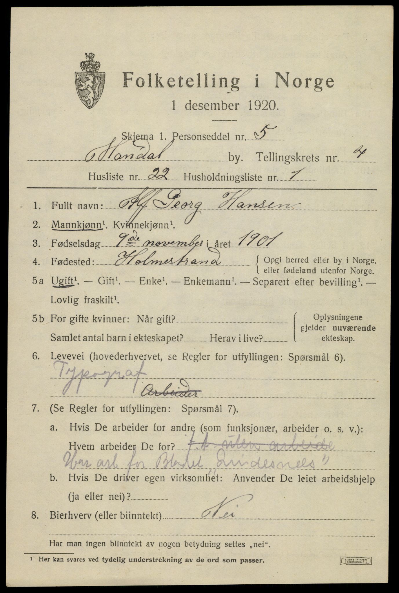 SAK, 1920 census for Mandal, 1920, p. 7249