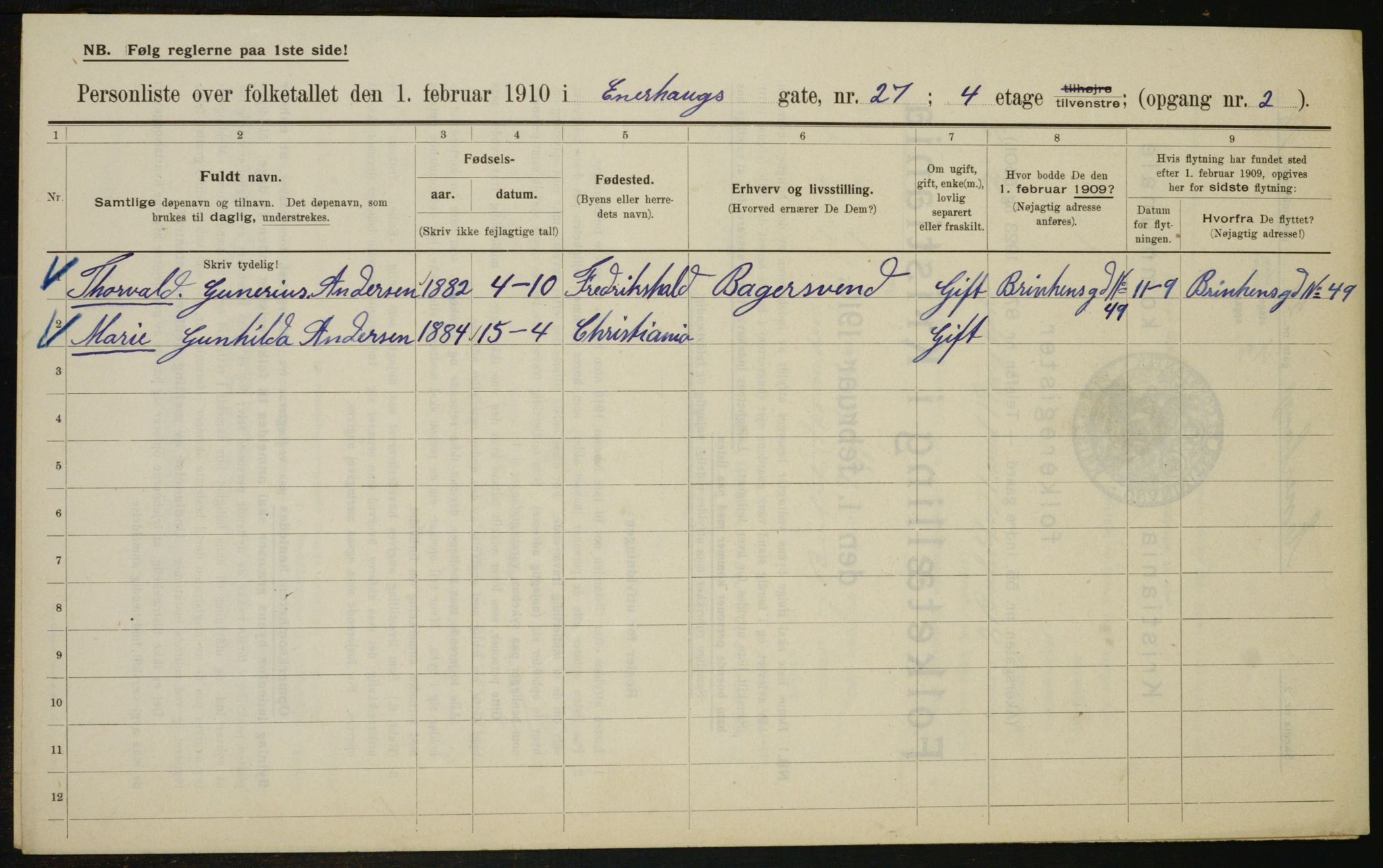 OBA, Municipal Census 1910 for Kristiania, 1910, p. 19860