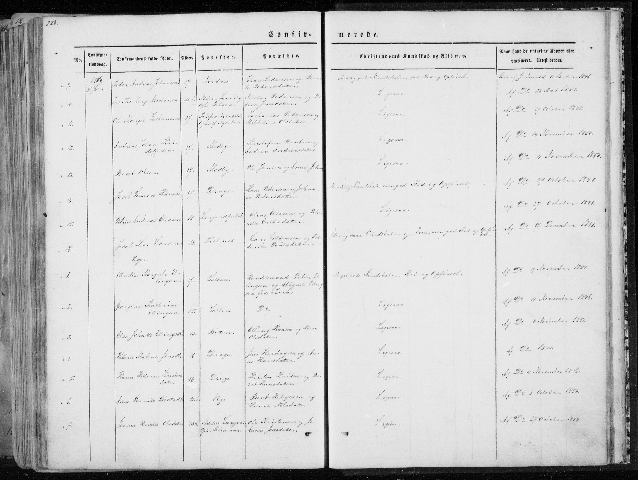 Ministerialprotokoller, klokkerbøker og fødselsregistre - Nordland, SAT/A-1459/847/L0666: Parish register (official) no. 847A06, 1842-1871, p. 228