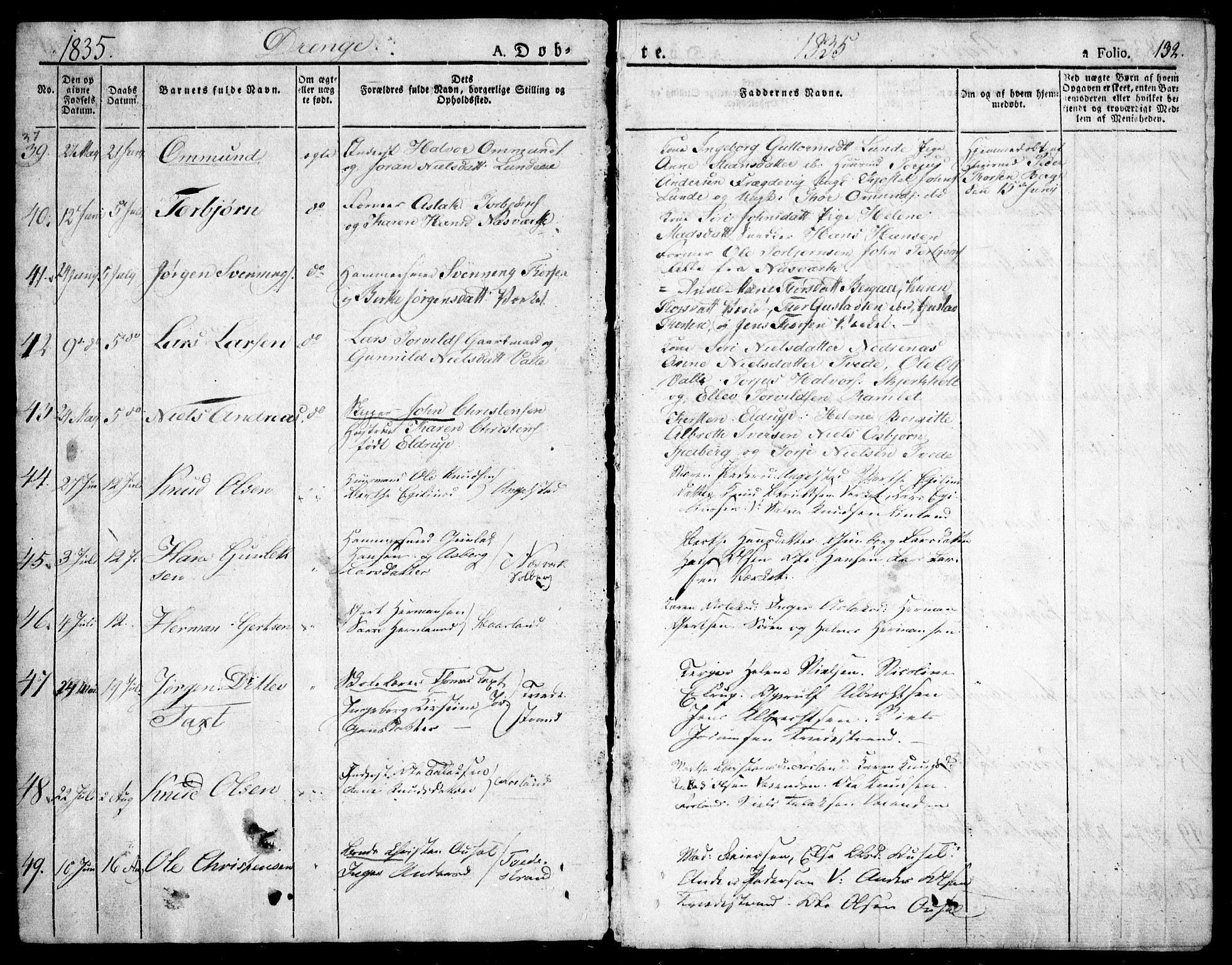 Holt sokneprestkontor, SAK/1111-0021/F/Fa/L0006: Parish register (official) no. A 6, 1820-1835, p. 132