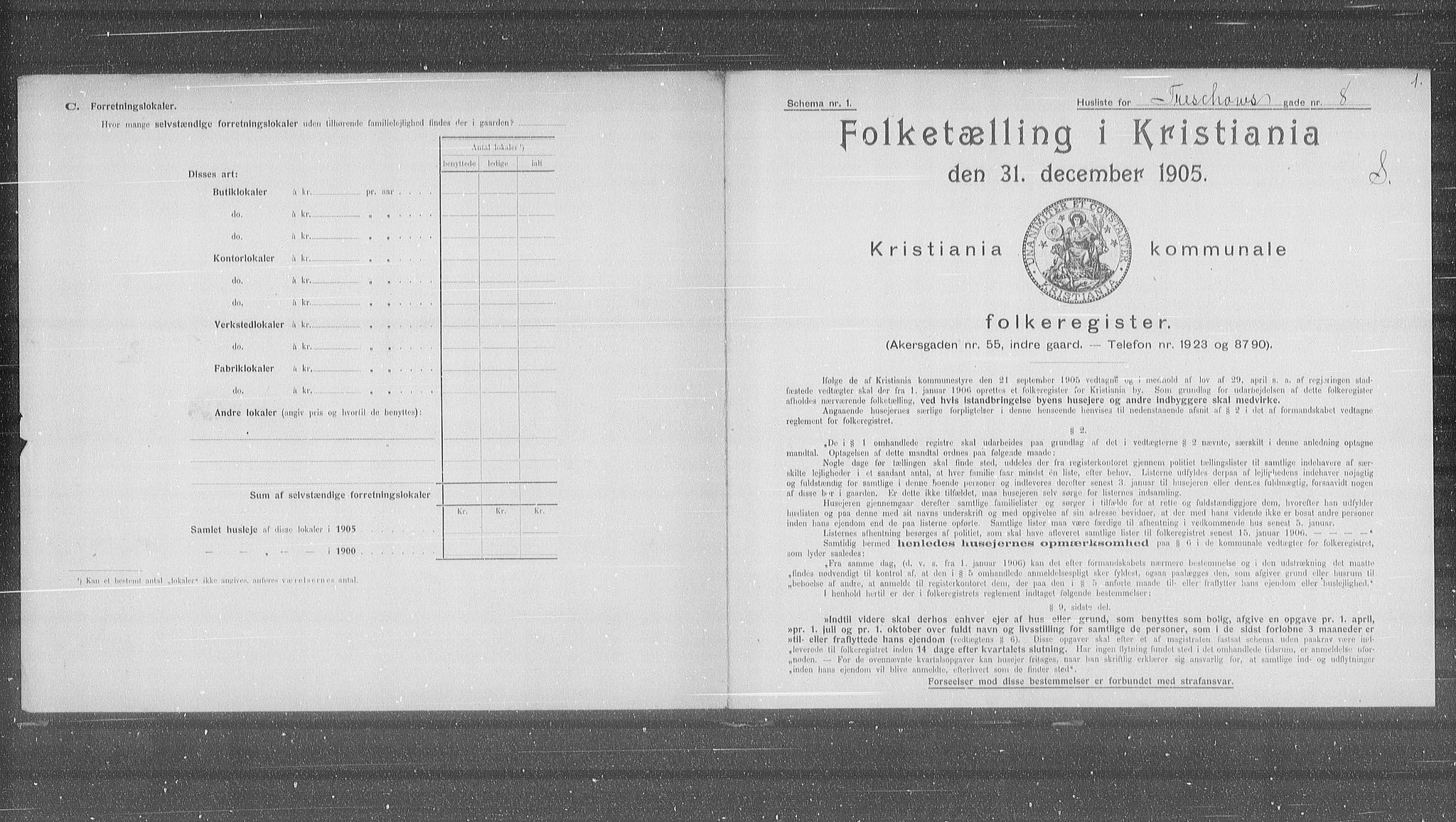 OBA, Municipal Census 1905 for Kristiania, 1905, p. 60681