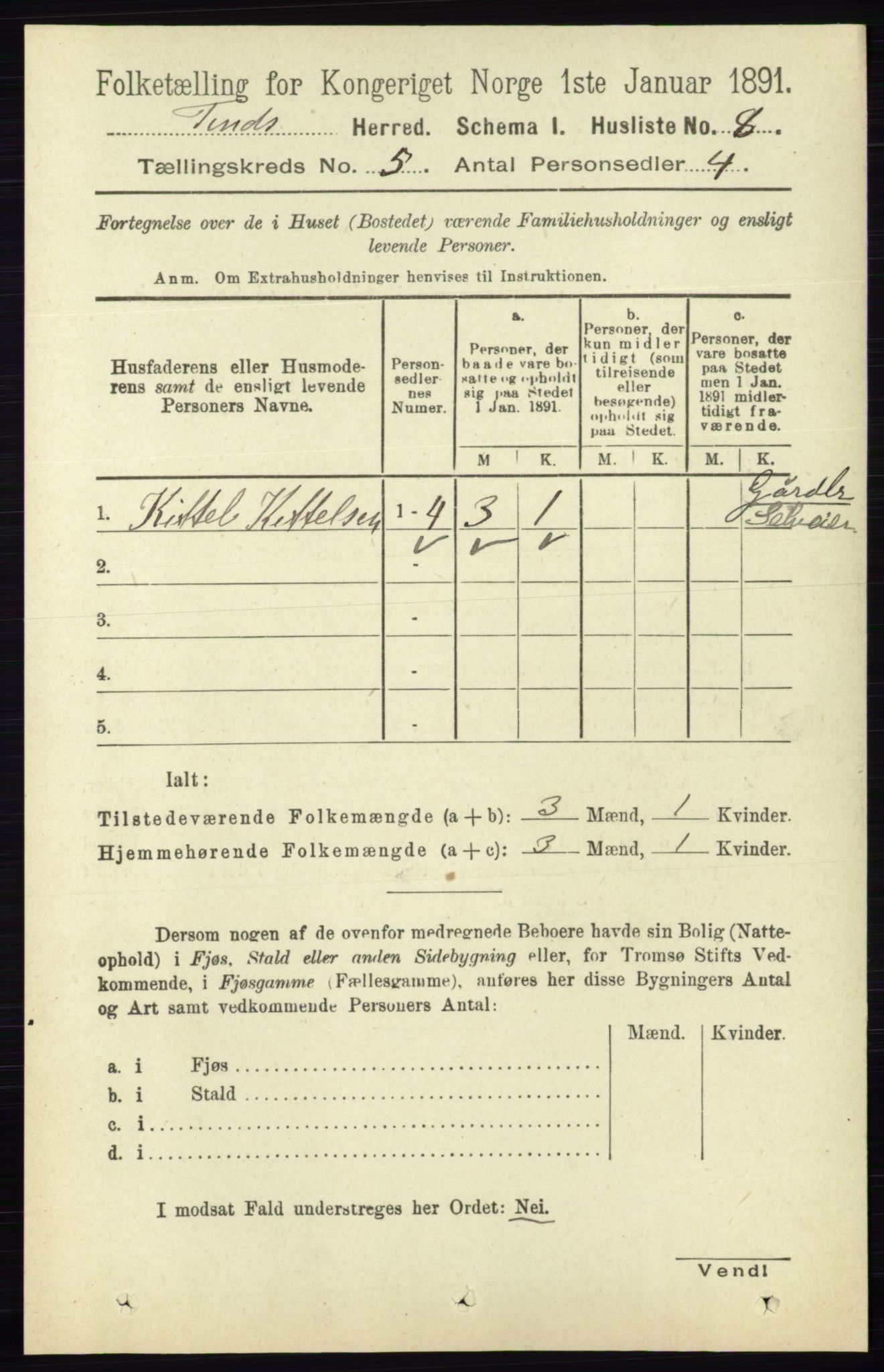 RA, 1891 census for 0826 Tinn, 1891, p. 981