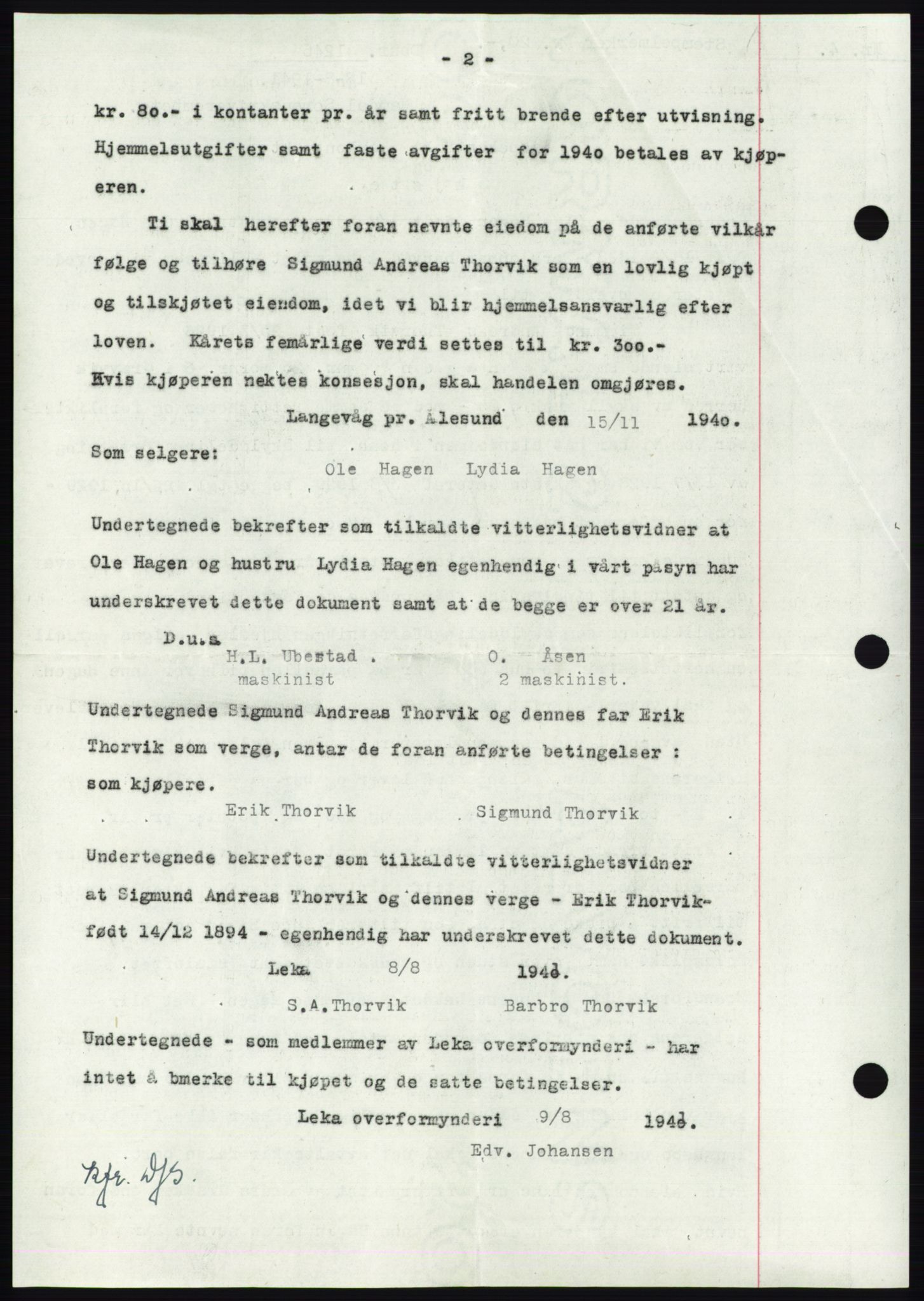 Namdal sorenskriveri, SAT/A-4133/1/2/2C: Mortgage book no. -, 1940-1941, Deed date: 18.08.1941