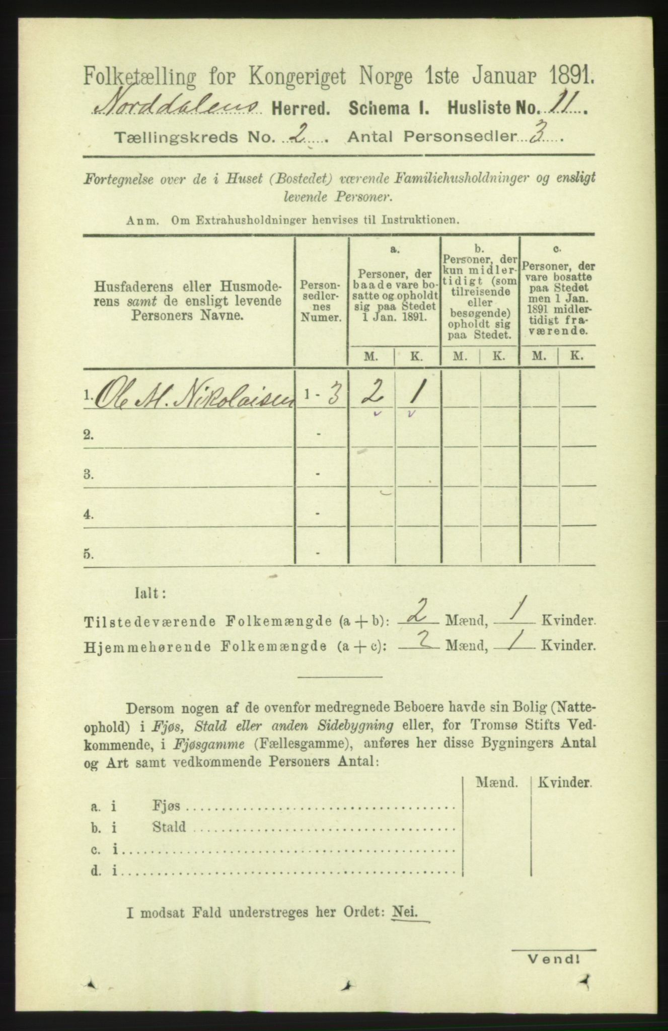RA, 1891 census for 1524 Norddal, 1891, p. 316