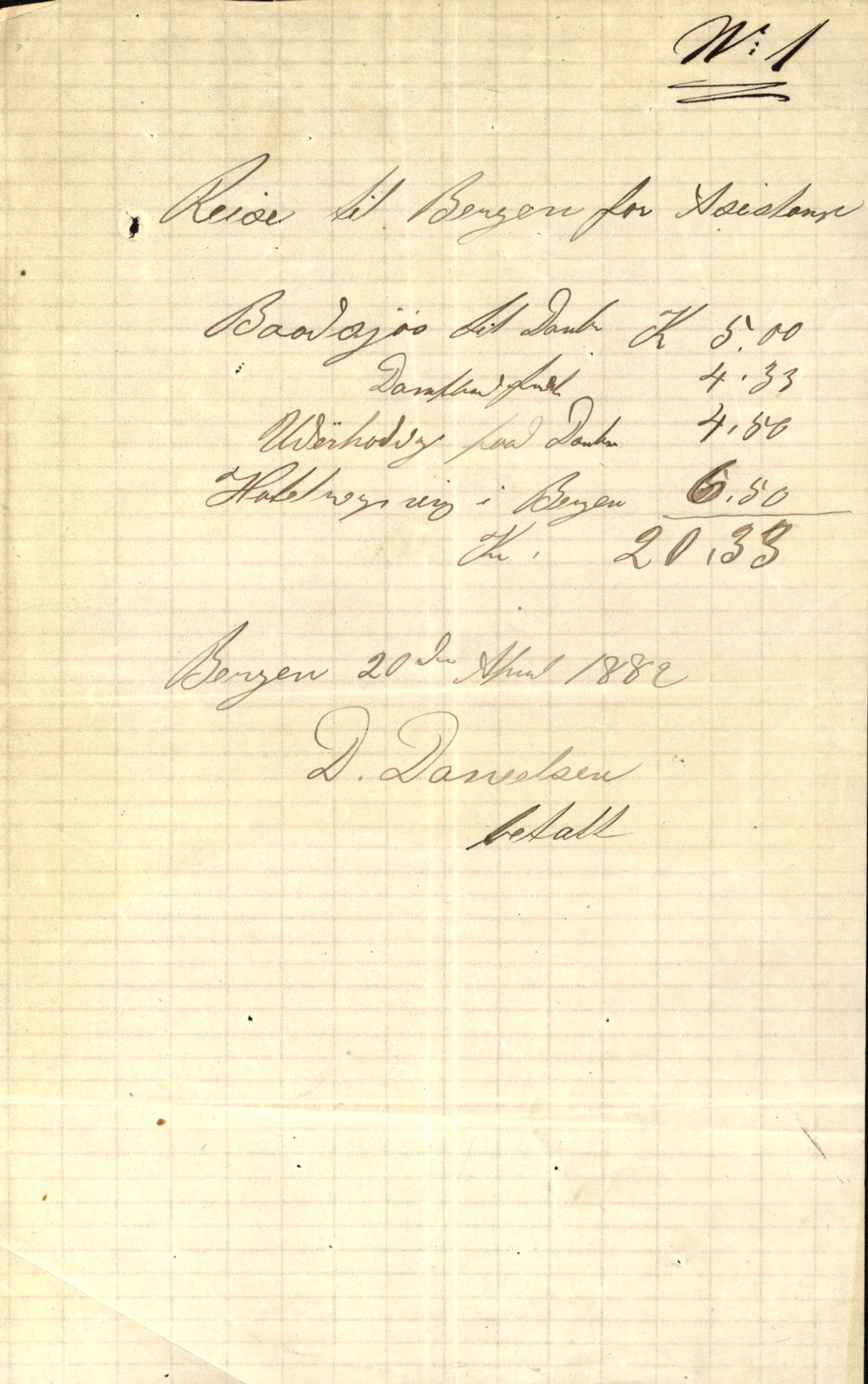 Pa 63 - Østlandske skibsassuranceforening, VEMU/A-1079/G/Ga/L0015/0003: Havaridokumenter / Egerøen, 1882