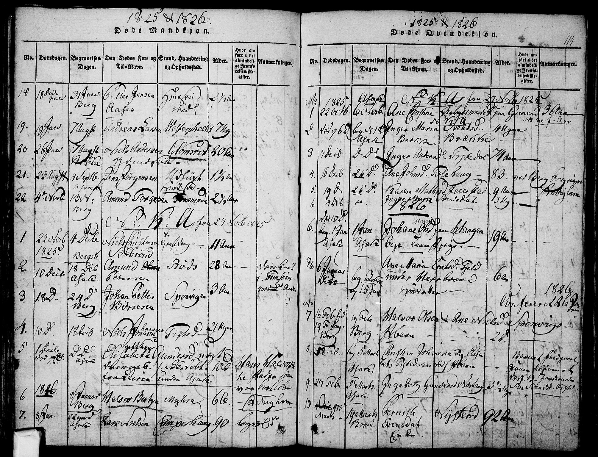 Berg prestekontor Kirkebøker, SAO/A-10902/F/Fa/L0002: Parish register (official) no. I 2, 1815-1831, p. 114