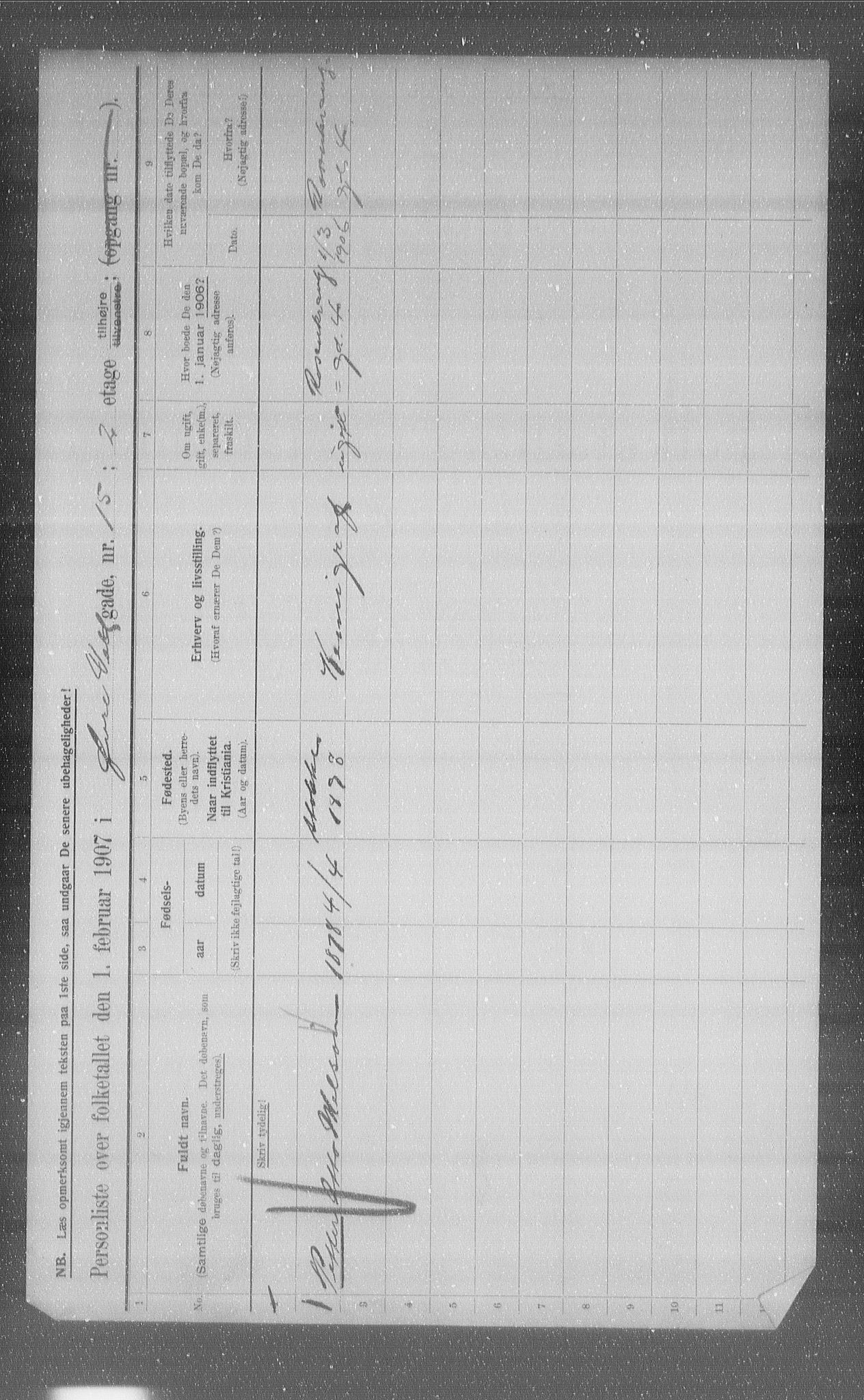 OBA, Municipal Census 1907 for Kristiania, 1907, p. 66094