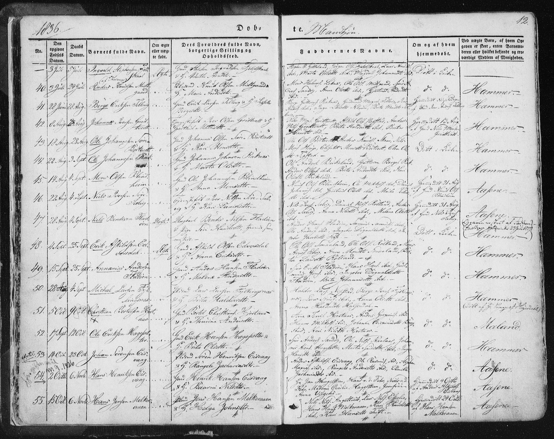 Hamre sokneprestembete, AV/SAB-A-75501/H/Ha/Haa/Haaa/L0012: Parish register (official) no. A 12, 1834-1845, p. 12