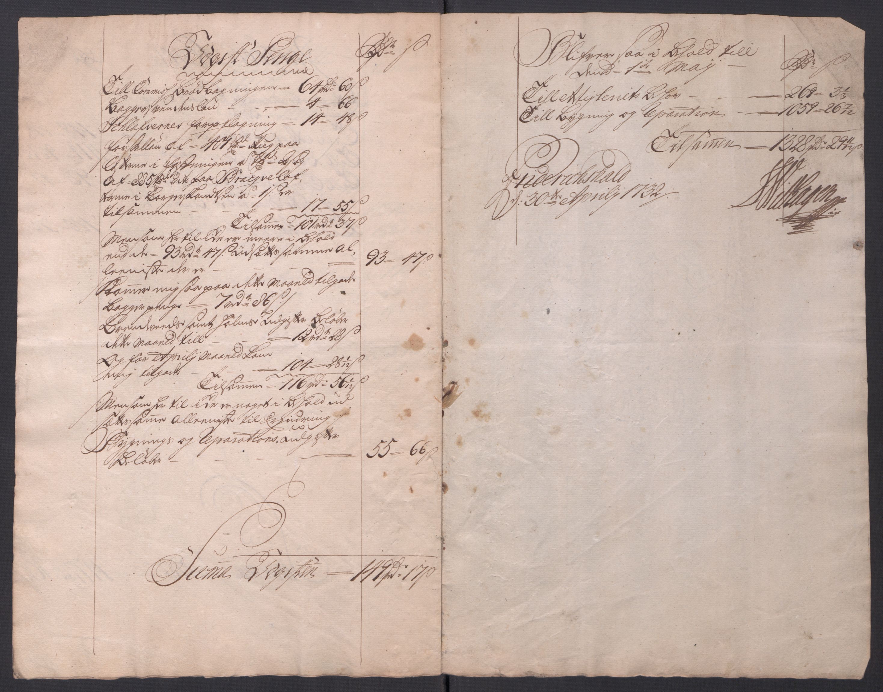 Kommanderende general (KG I) med Det norske krigsdirektorium, AV/RA-EA-5419/D/L0154: Fredriksten festning: Brev, inventarfortegnelser og regnskapsekstrakter, 1730-1739, p. 90