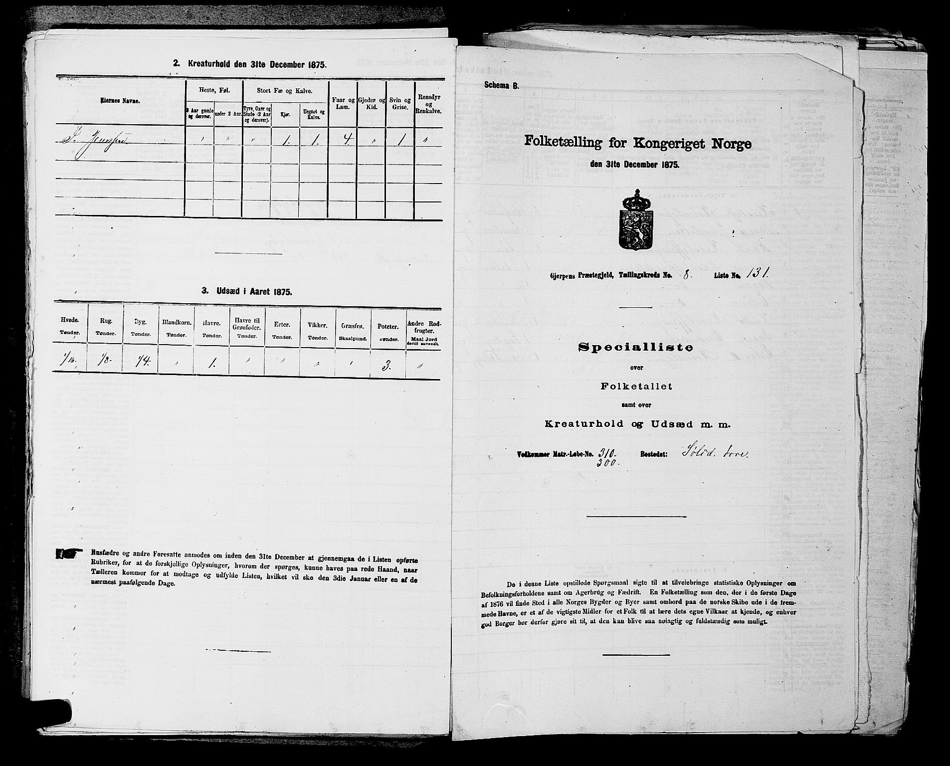 SAKO, 1875 census for 0812P Gjerpen, 1875, p. 1312