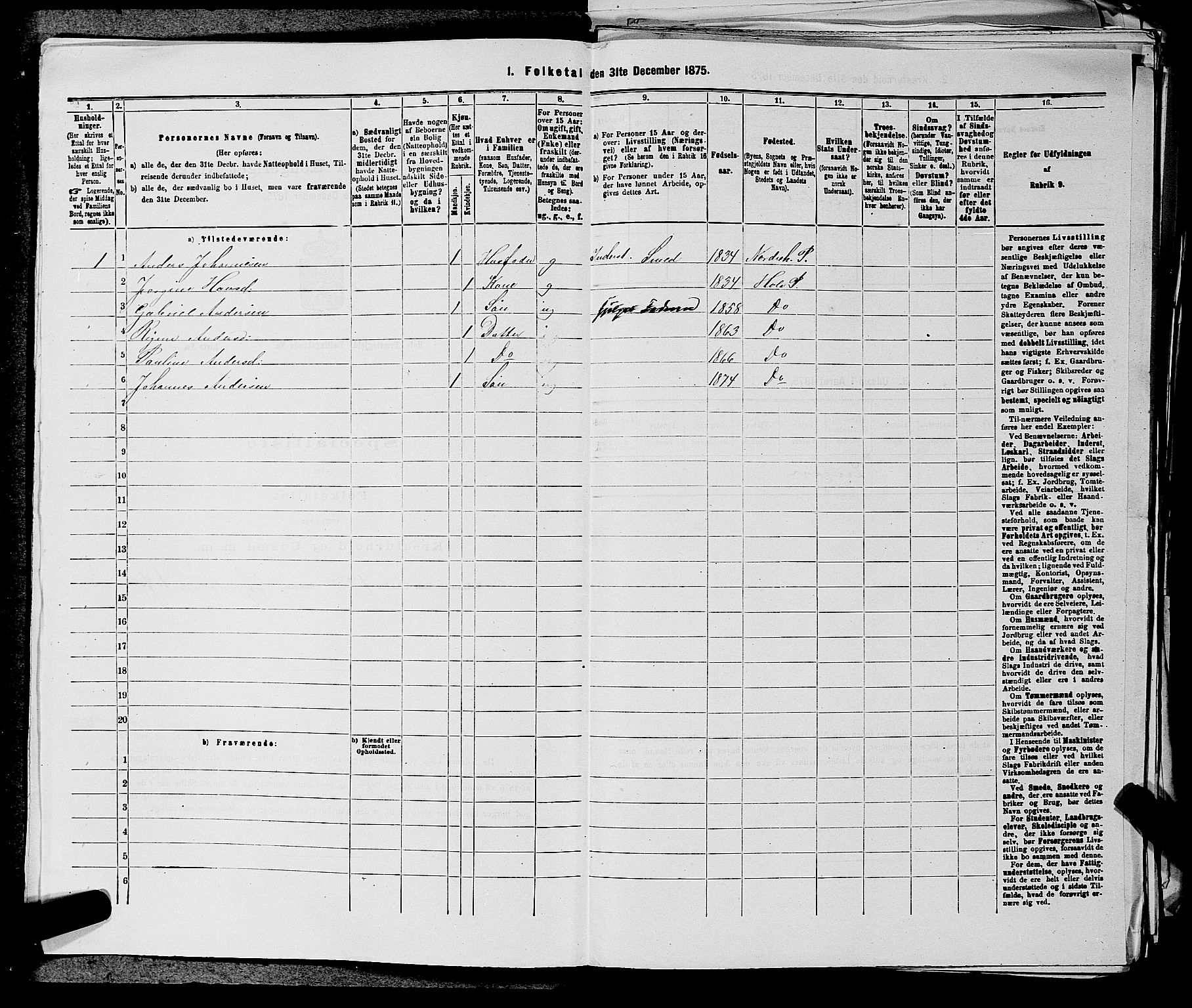 SAKO, 1875 census for 0612P Hole, 1875, p. 1167