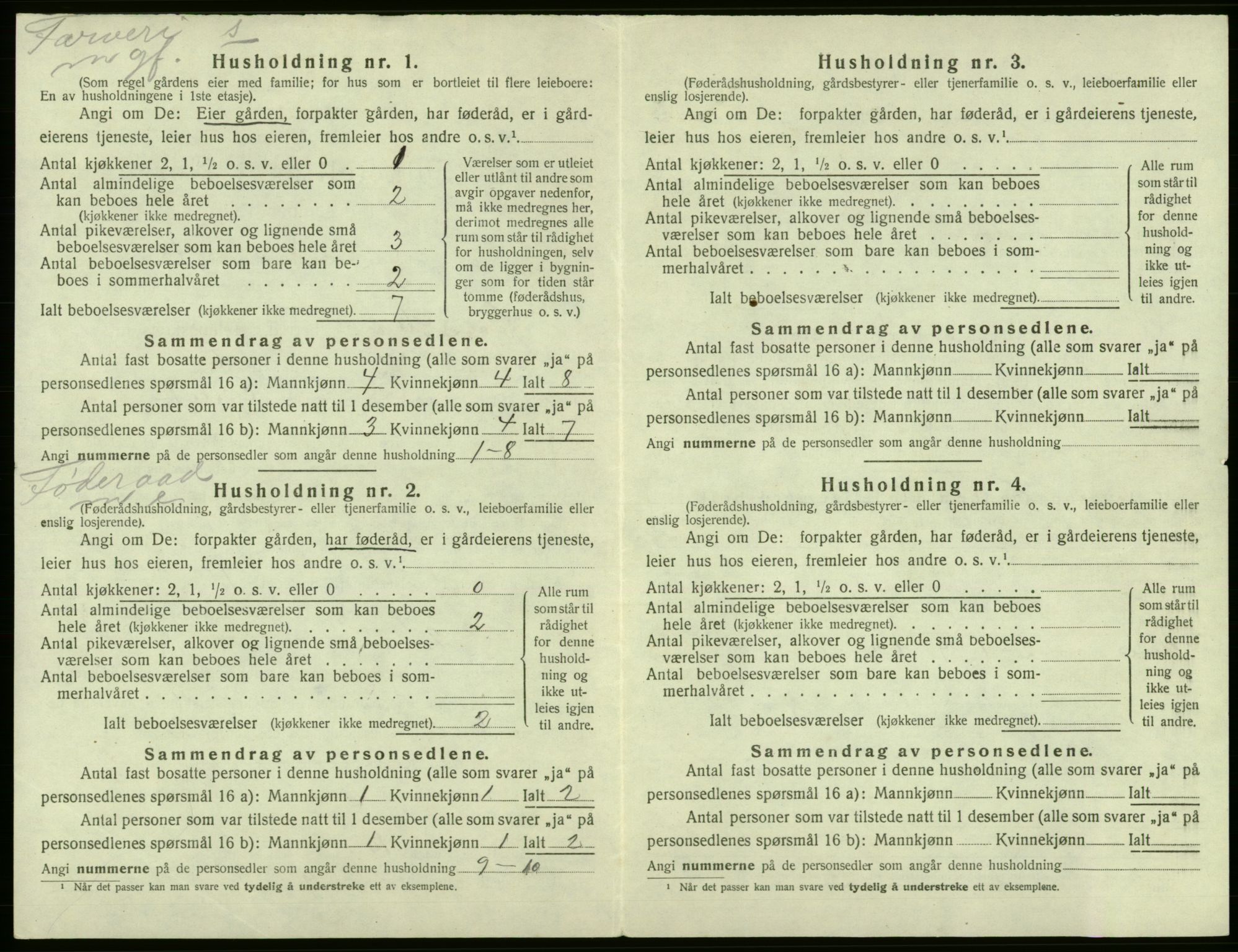 SAB, 1920 census for Kvam, 1920, p. 833