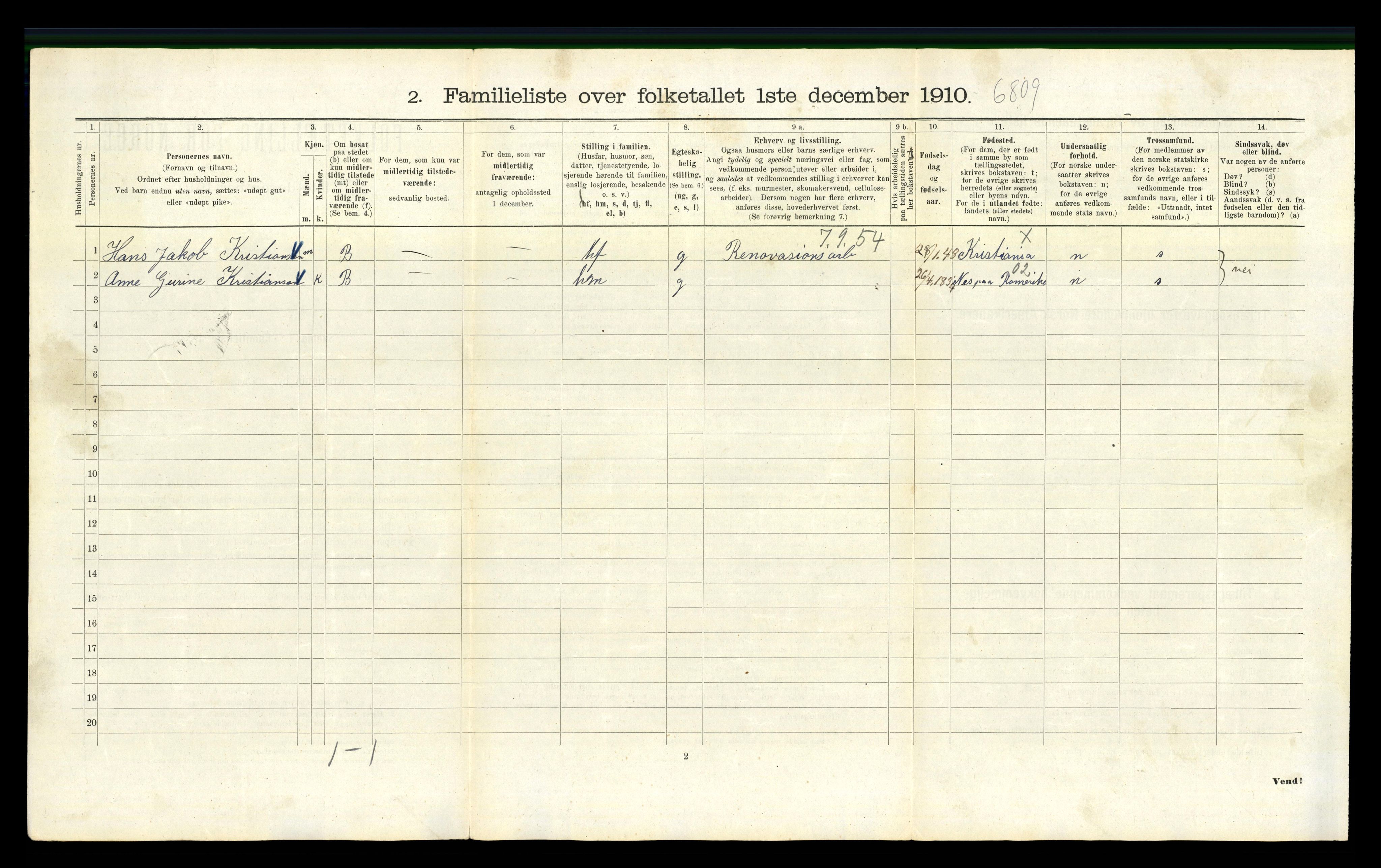 RA, 1910 census for Kristiania, 1910, p. 20350