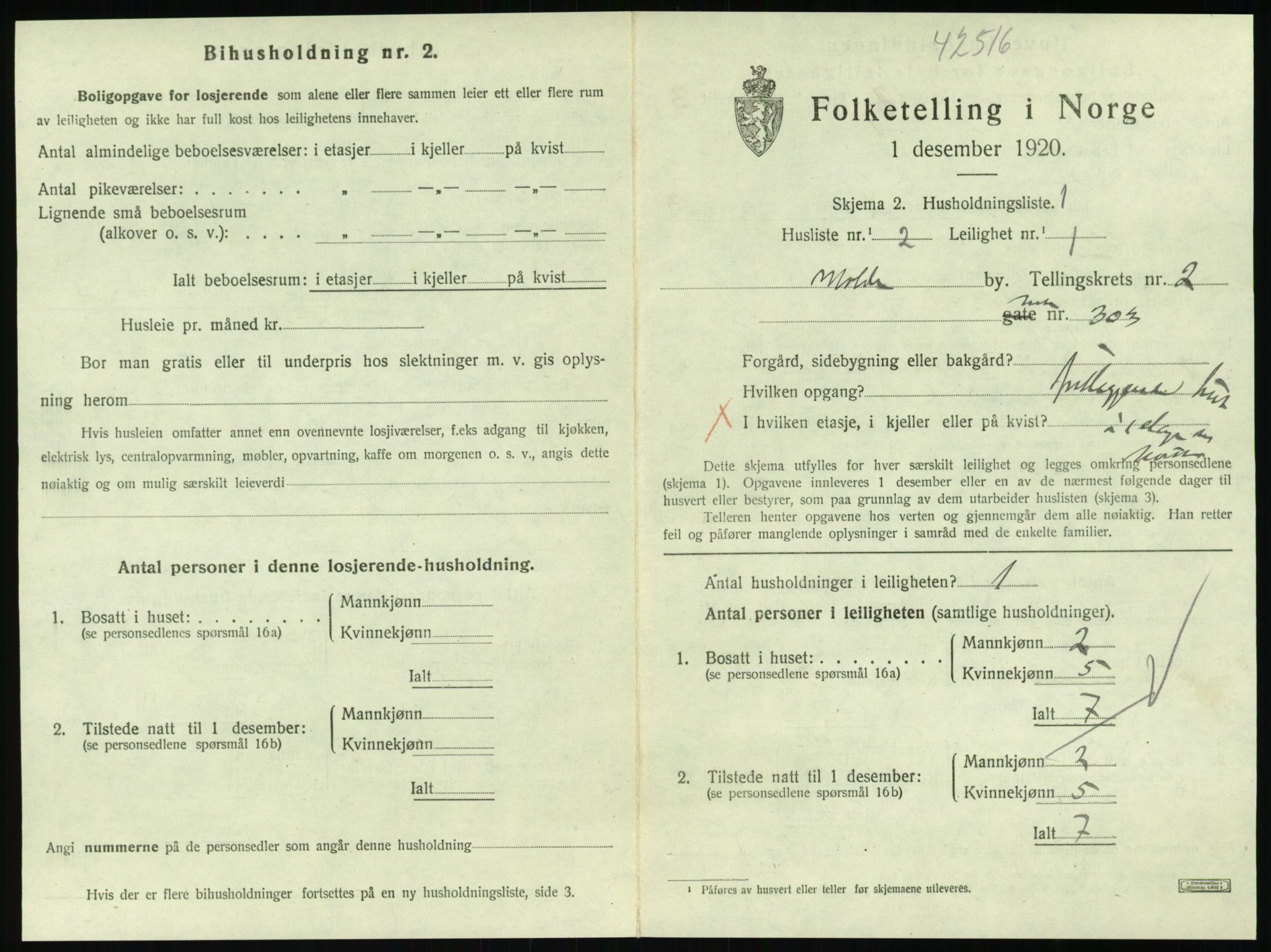 SAT, 1920 census for Molde, 1920, p. 977