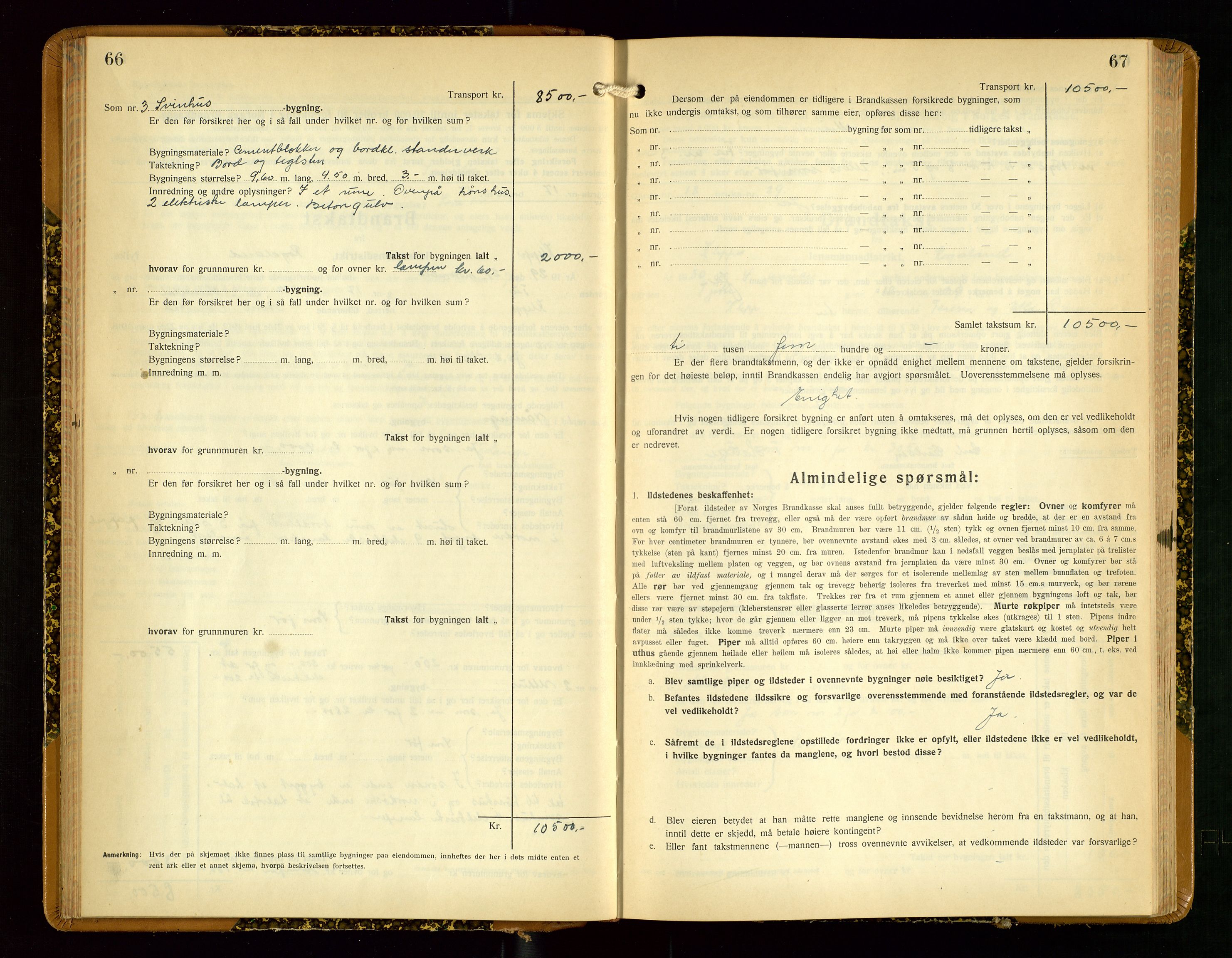 Klepp lensmannskontor, SAST/A-100163/Goc/L0012: "Brandtakstprotokoll" m/register, 1929-1933, p. 66-67