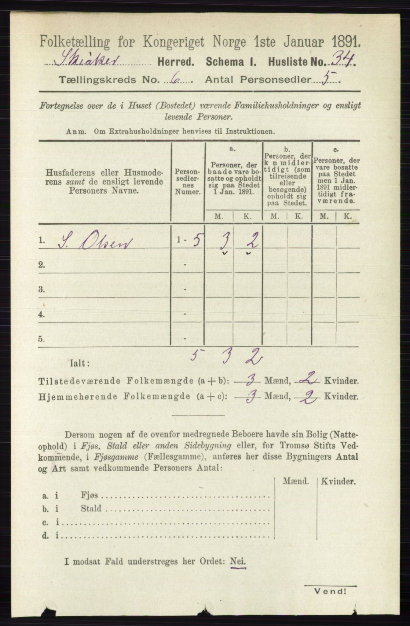 RA, 1891 census for 0513 Skjåk, 1891, p. 2015