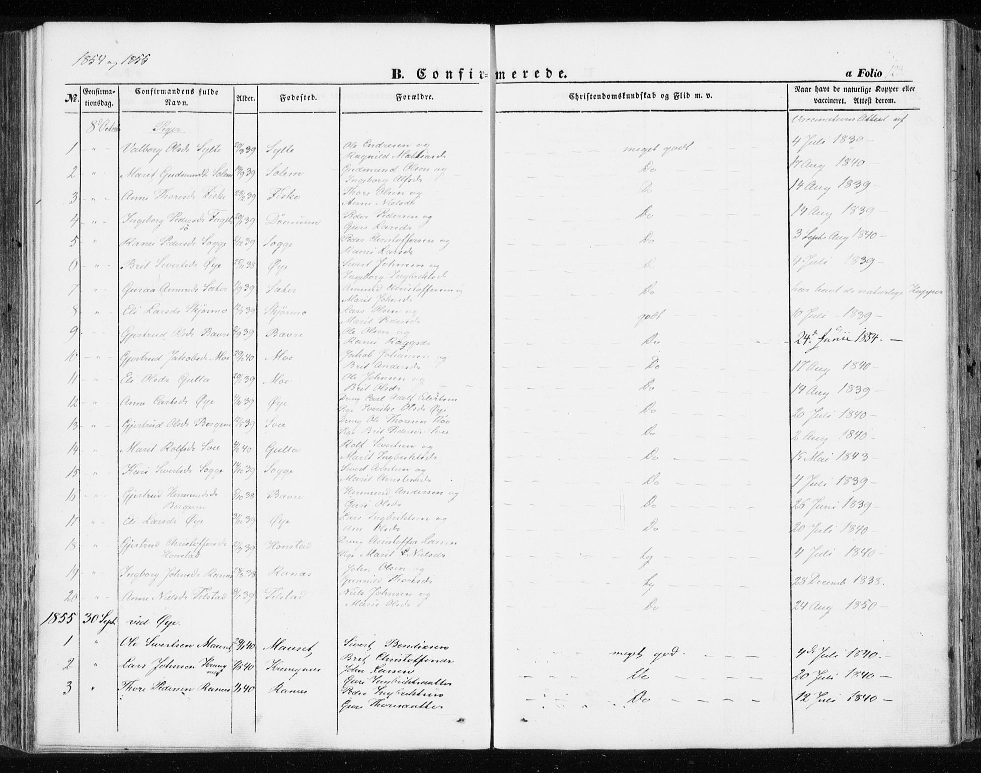 Ministerialprotokoller, klokkerbøker og fødselsregistre - Møre og Romsdal, SAT/A-1454/595/L1044: Parish register (official) no. 595A06, 1852-1863, p. 123