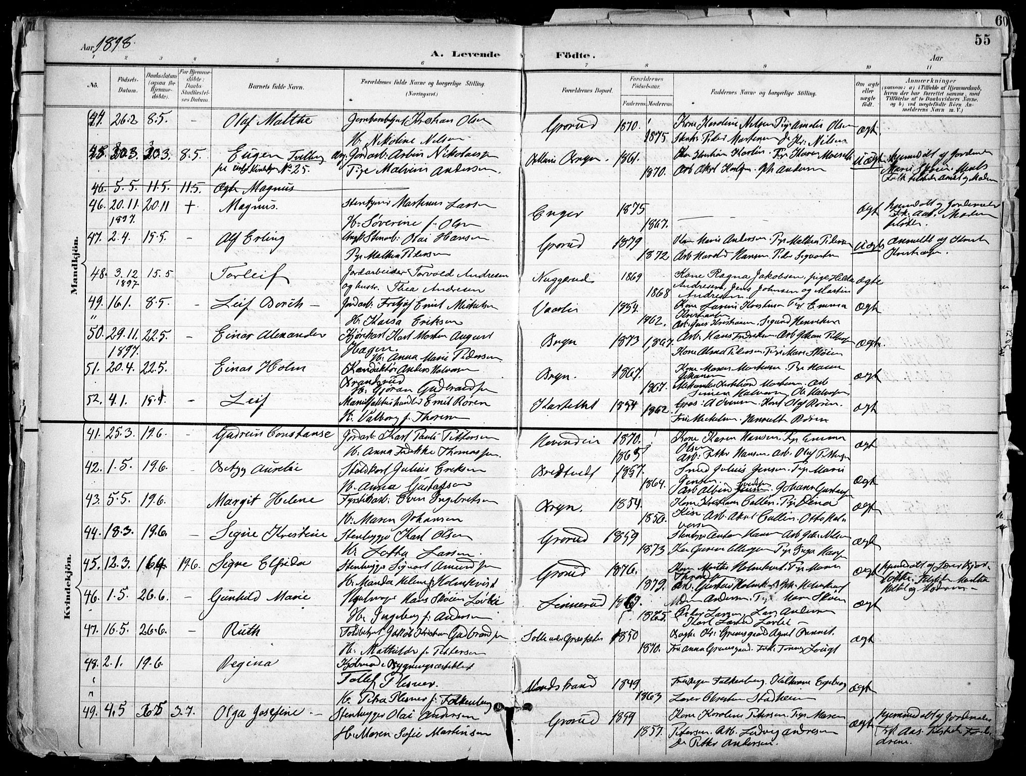 Østre Aker prestekontor Kirkebøker, AV/SAO-A-10840/F/Fa/L0010: Parish register (official) no. I 10, 1895-1912, p. 55