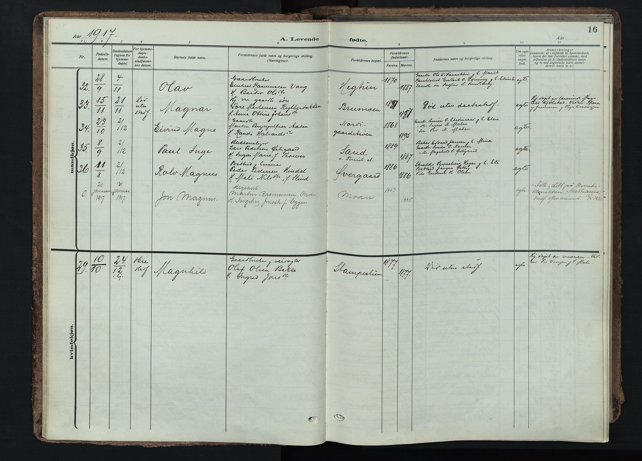 Tynset prestekontor, SAH/PREST-058/H/Ha/Haa/L0026: Parish register (official) no. 26, 1915-1929, p. 16