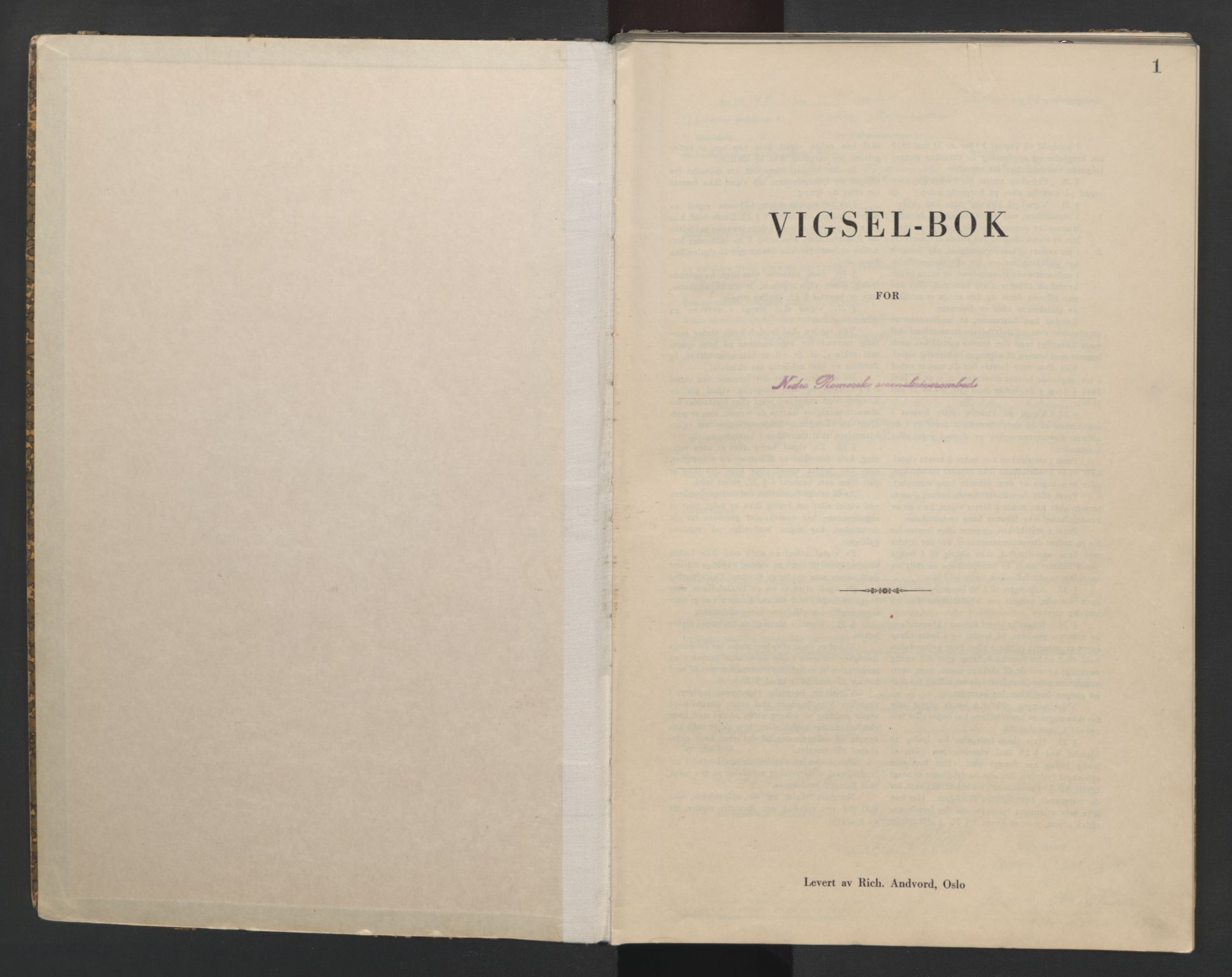 Nedre Romerike sorenskriveri, SAO/A-10469/L/Lb/L0005: Vigselsbok - borgerlige vielser, 1944, p. 1