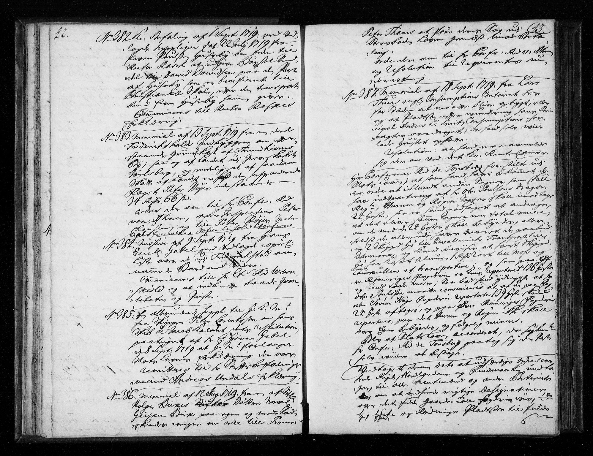 Stattholderembetet 1572-1771, AV/RA-EA-2870/Aa/L0010: Voteringsprotokoll (konseptprotokoll), 1719-1722, p. 42-43
