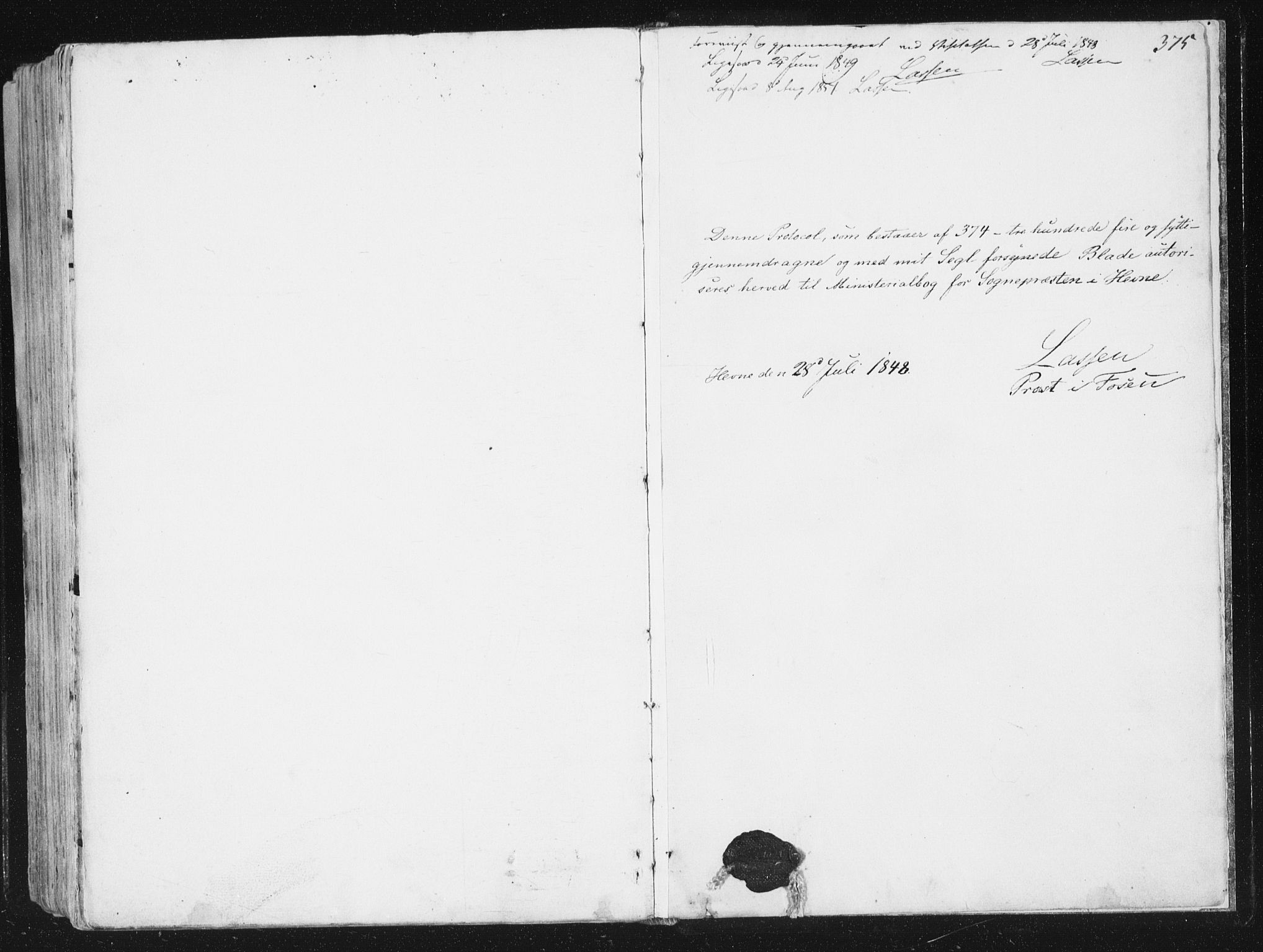 Ministerialprotokoller, klokkerbøker og fødselsregistre - Sør-Trøndelag, SAT/A-1456/630/L0493: Parish register (official) no. 630A06, 1841-1851, p. 375
