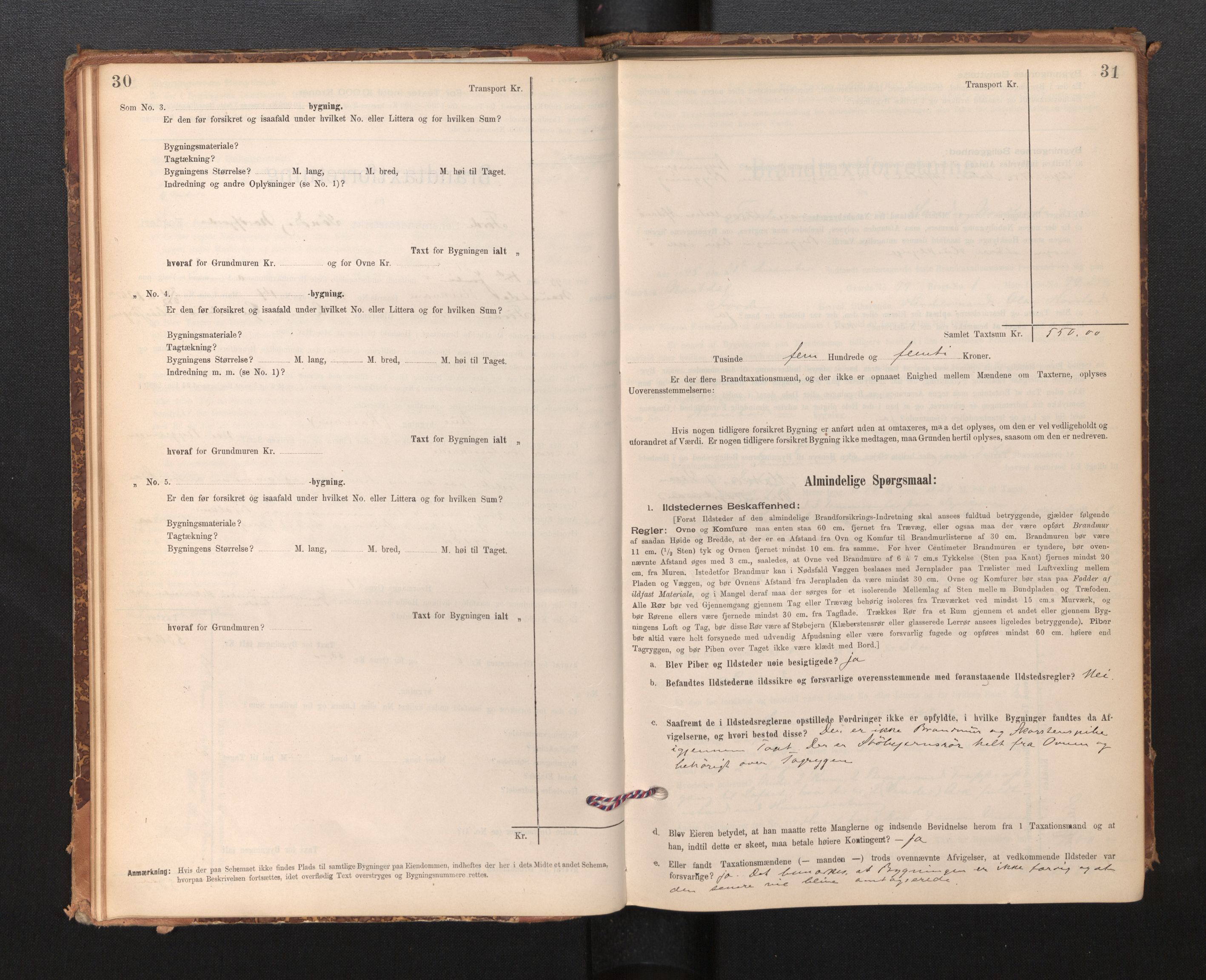 Lensmannen i Førde, AV/SAB-A-27401/0012/L0008: Branntakstprotokoll, skjematakst, 1895-1922, p. 30-31