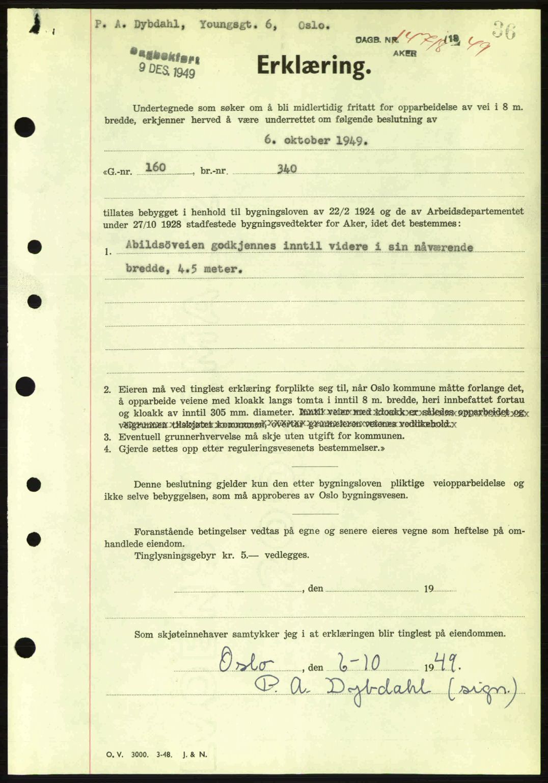 Oslo byskriverembete, AV/SAO-A-10227/G/Gb/Gbd/Gbda/L0017: Mortgage book no. A215, 1949-1950, Diary no: : 14718/1949