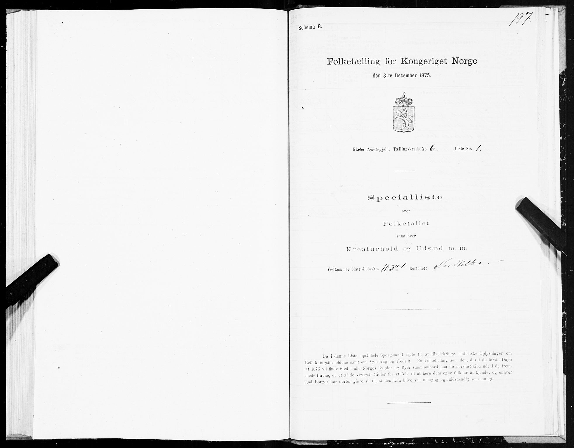 SAT, 1875 census for 1662P Klæbu, 1875, p. 2197