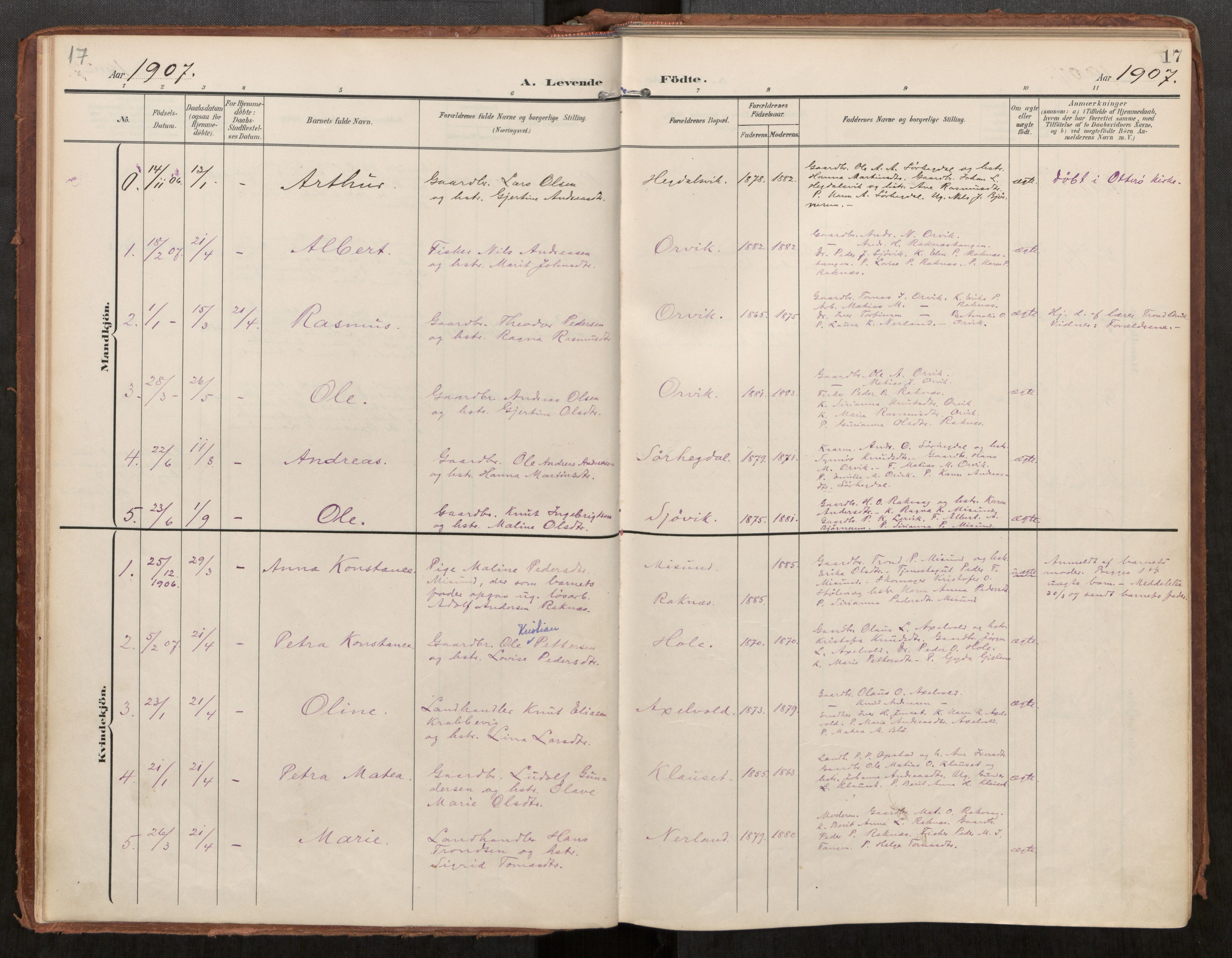 Ministerialprotokoller, klokkerbøker og fødselsregistre - Møre og Romsdal, AV/SAT-A-1454/563/L0740: Parish register (official) no. 563A02, 1903-1923, p. 17