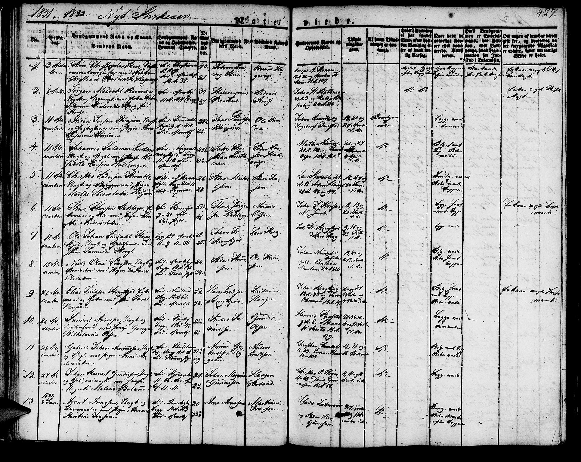 Domkirken sokneprestembete, SAB/A-74801/H/Haa/L0012: Parish register (official) no. A 12, 1821-1840, p. 427