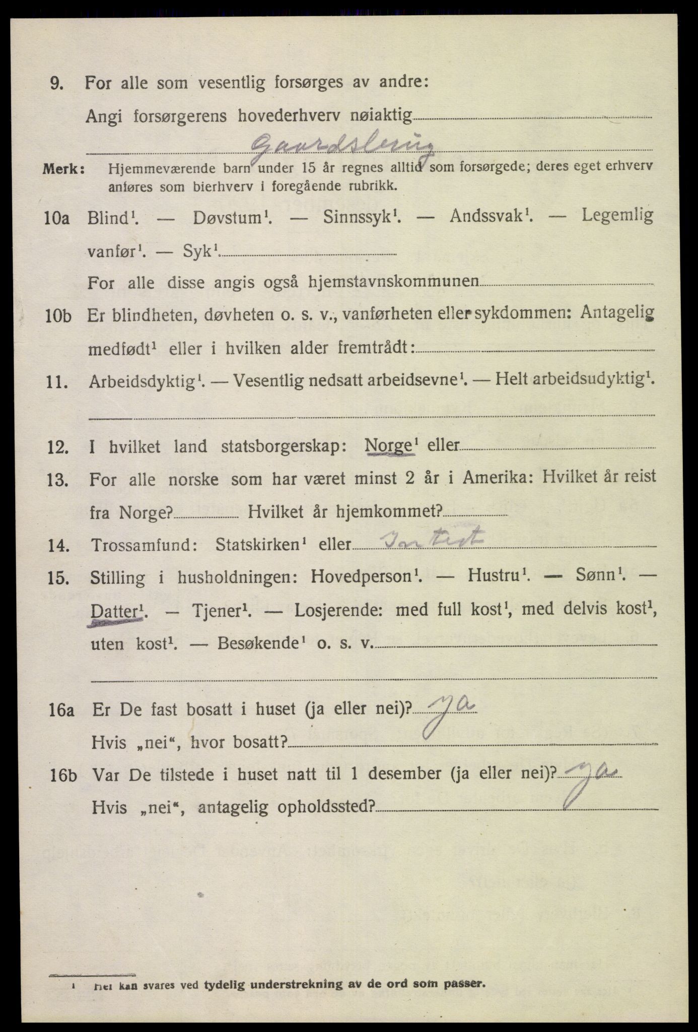 SAK, 1920 census for Tonstad, 1920, p. 333