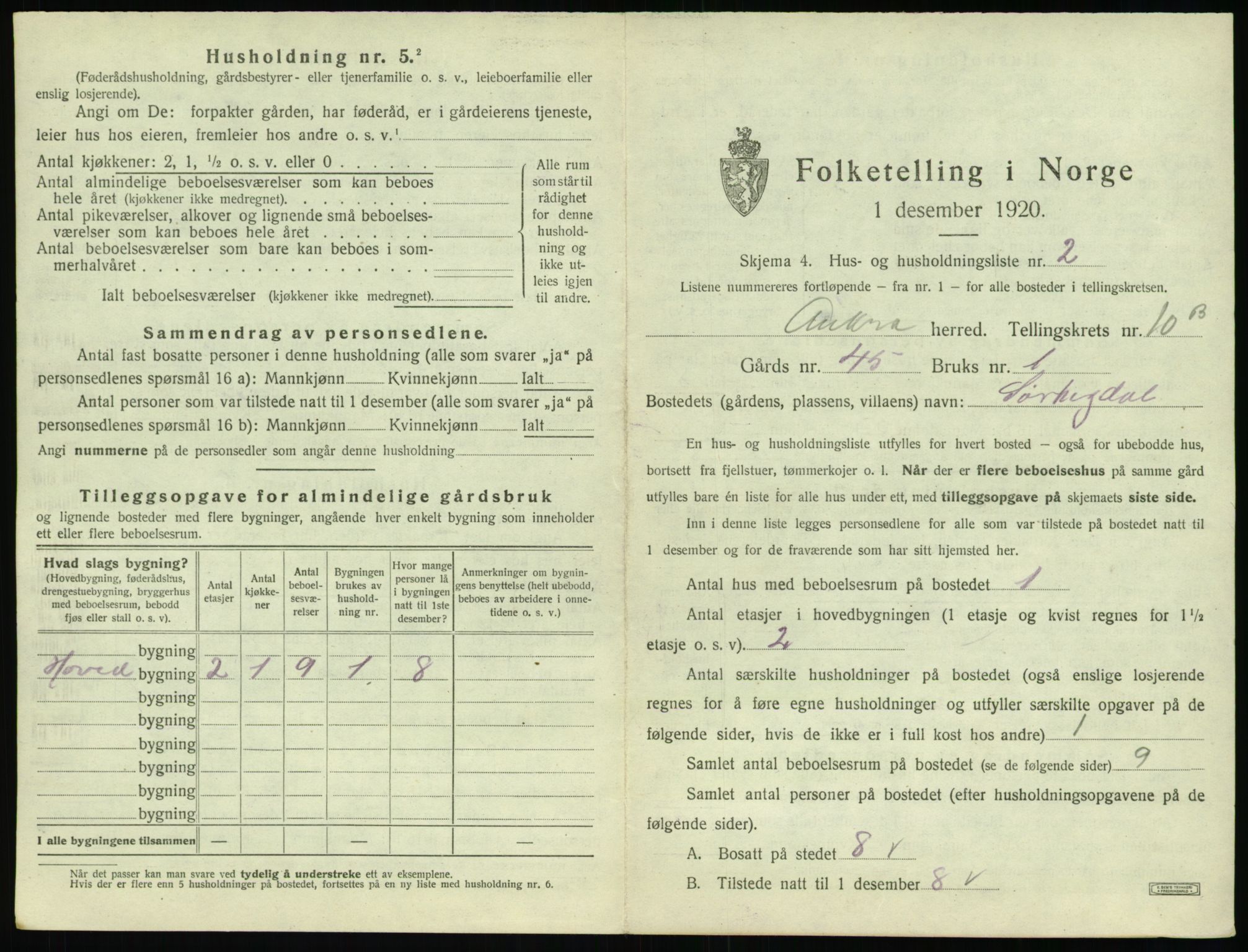 SAT, 1920 census for Aukra, 1920, p. 671