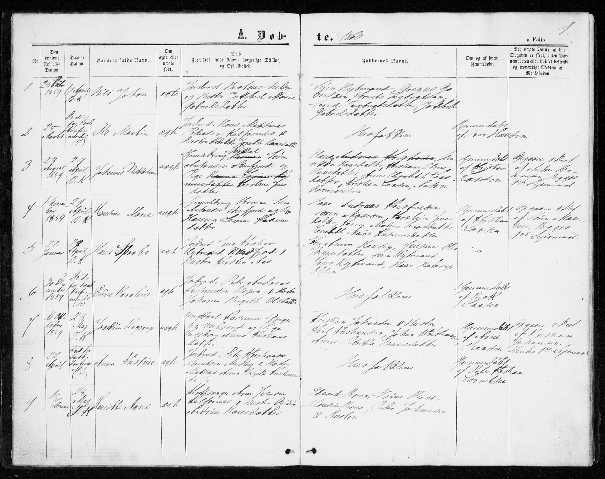 Berg sokneprestkontor, SATØ/S-1318/G/Ga/Gaa/L0002kirke: Parish register (official) no. 2, 1860-1872, p. 1