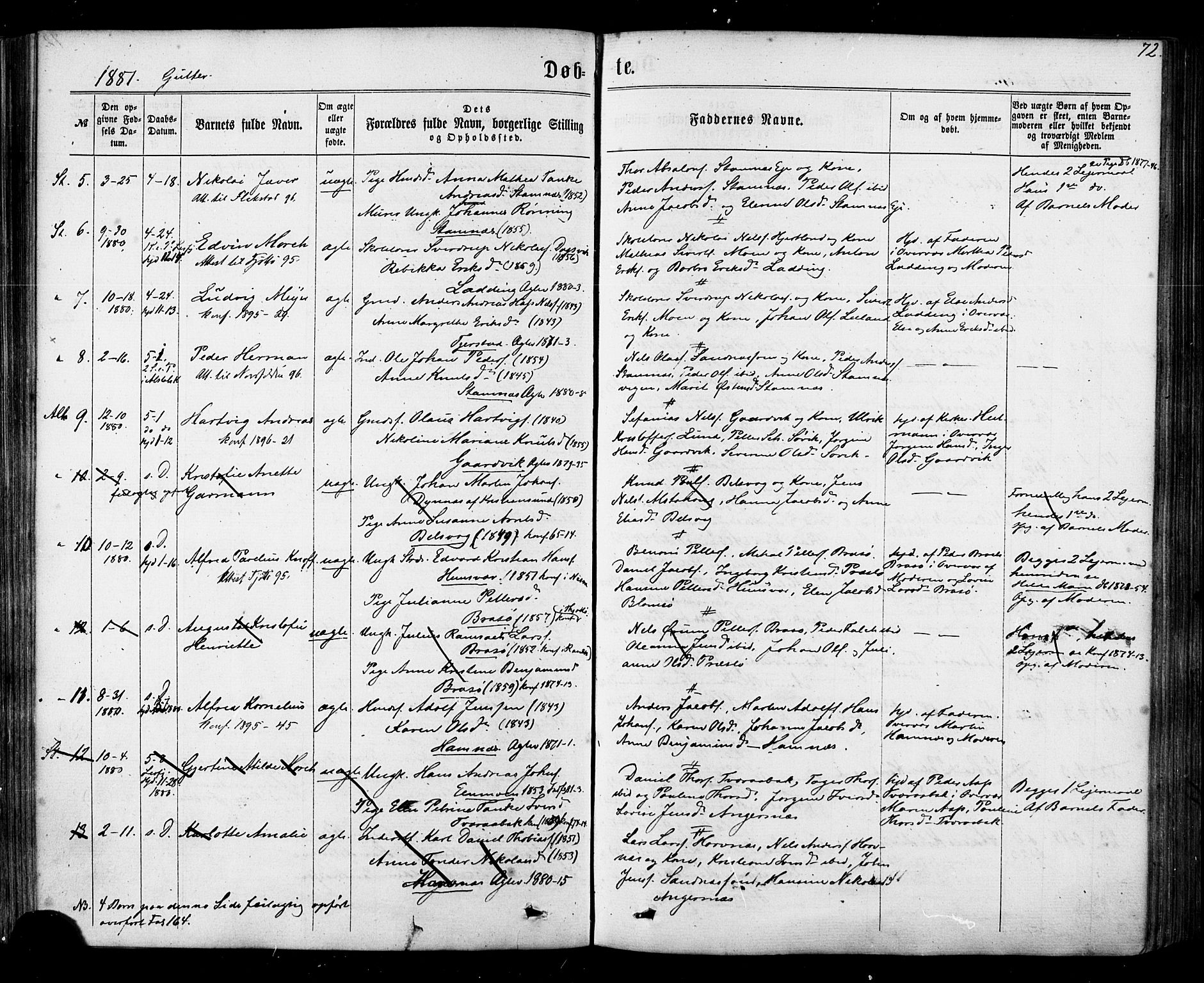 Ministerialprotokoller, klokkerbøker og fødselsregistre - Nordland, SAT/A-1459/830/L0449: Parish register (official) no. 830A13, 1866-1886, p. 72