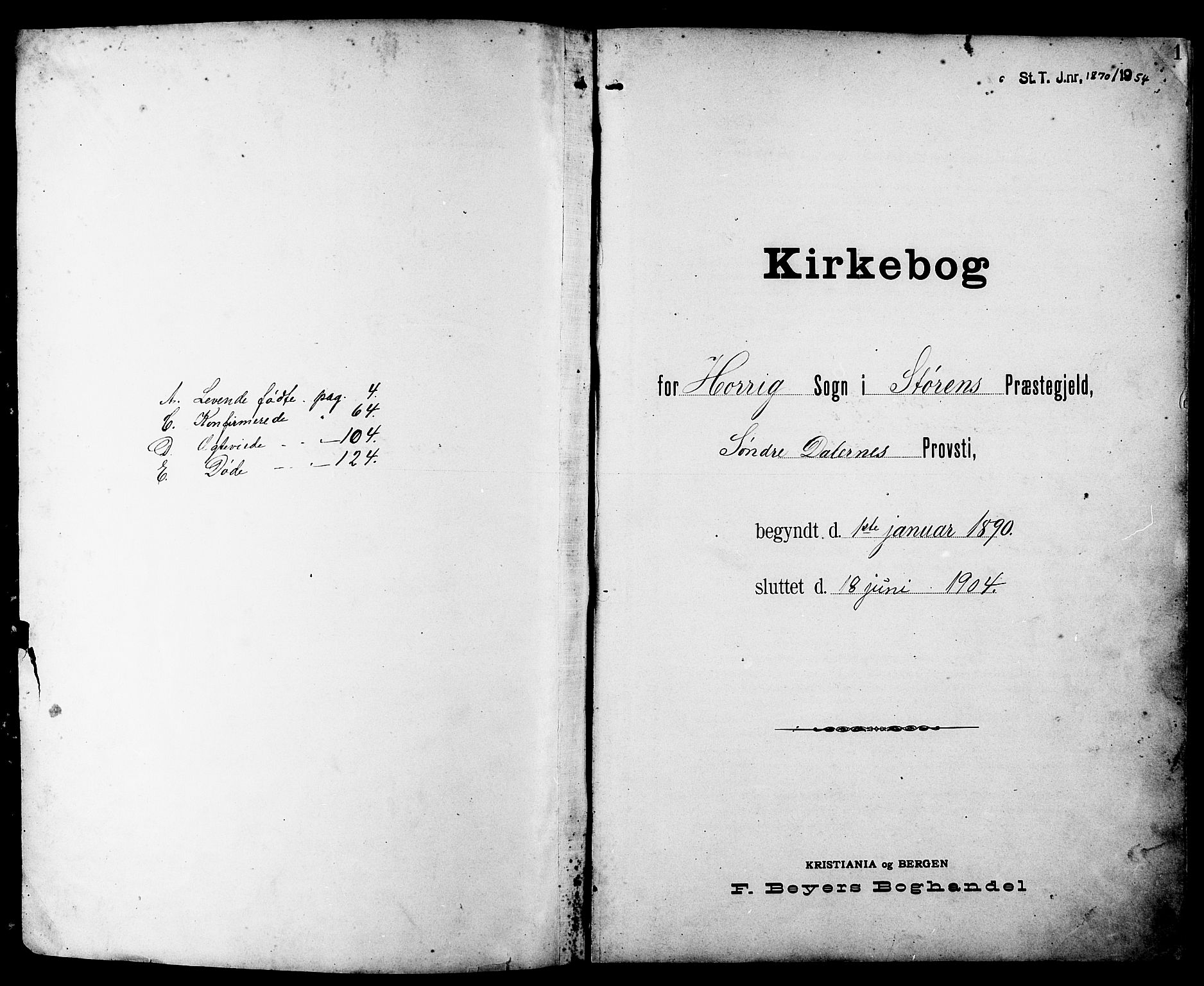 Ministerialprotokoller, klokkerbøker og fødselsregistre - Sør-Trøndelag, SAT/A-1456/692/L1111: Parish register (copy) no. 692C06, 1890-1904, p. 1