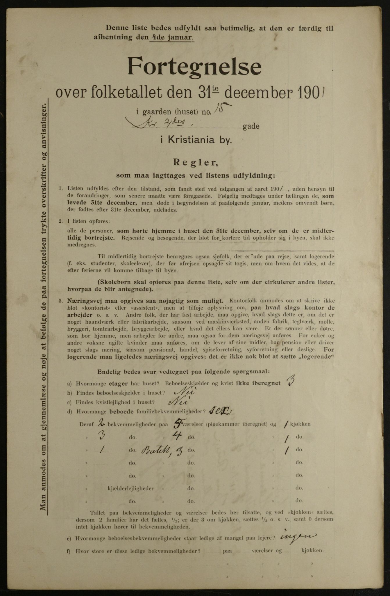 OBA, Municipal Census 1901 for Kristiania, 1901, p. 8345