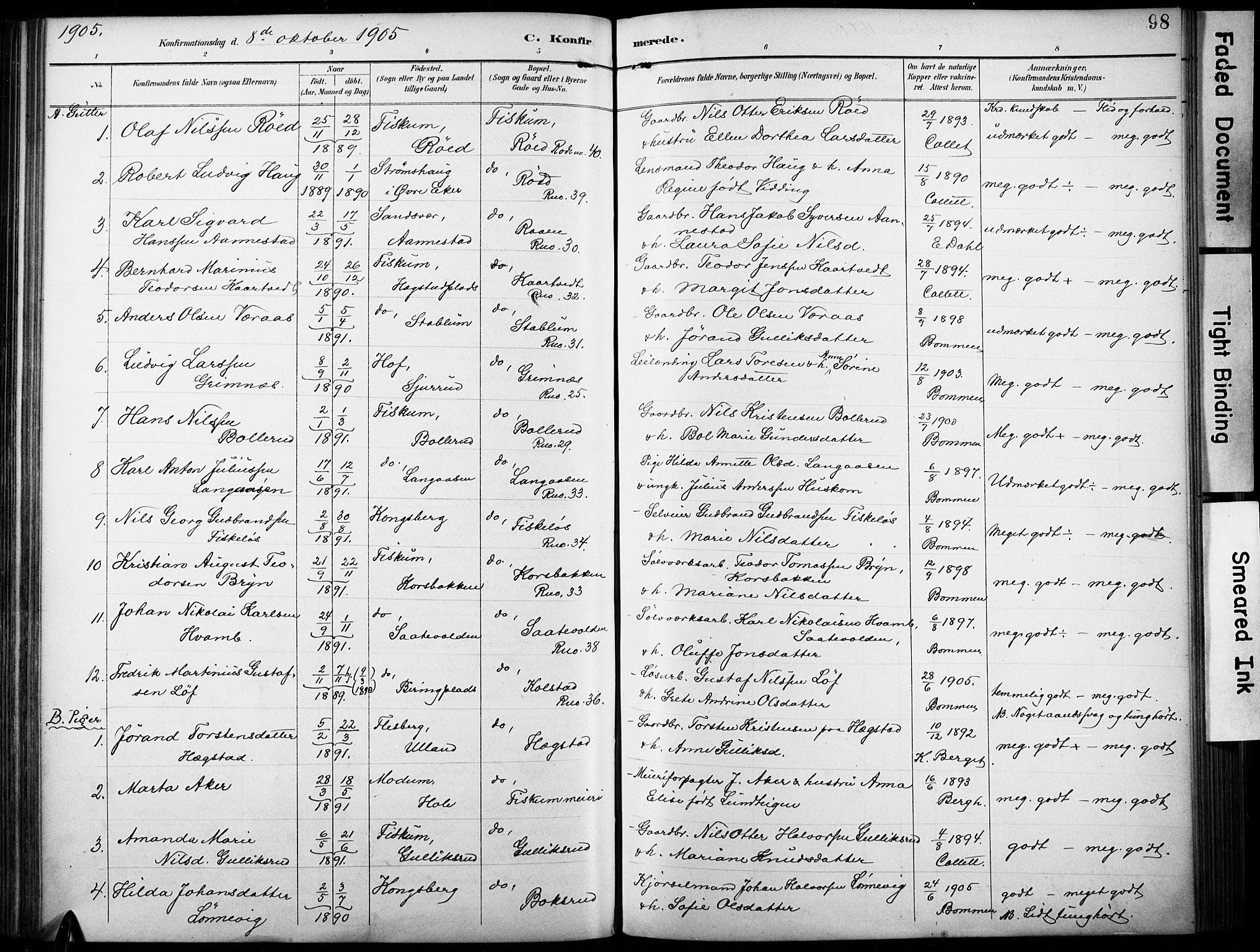 Fiskum kirkebøker, SAKO/A-15/F/Fa/L0003: Parish register (official) no. 3, 1890-1905, p. 98