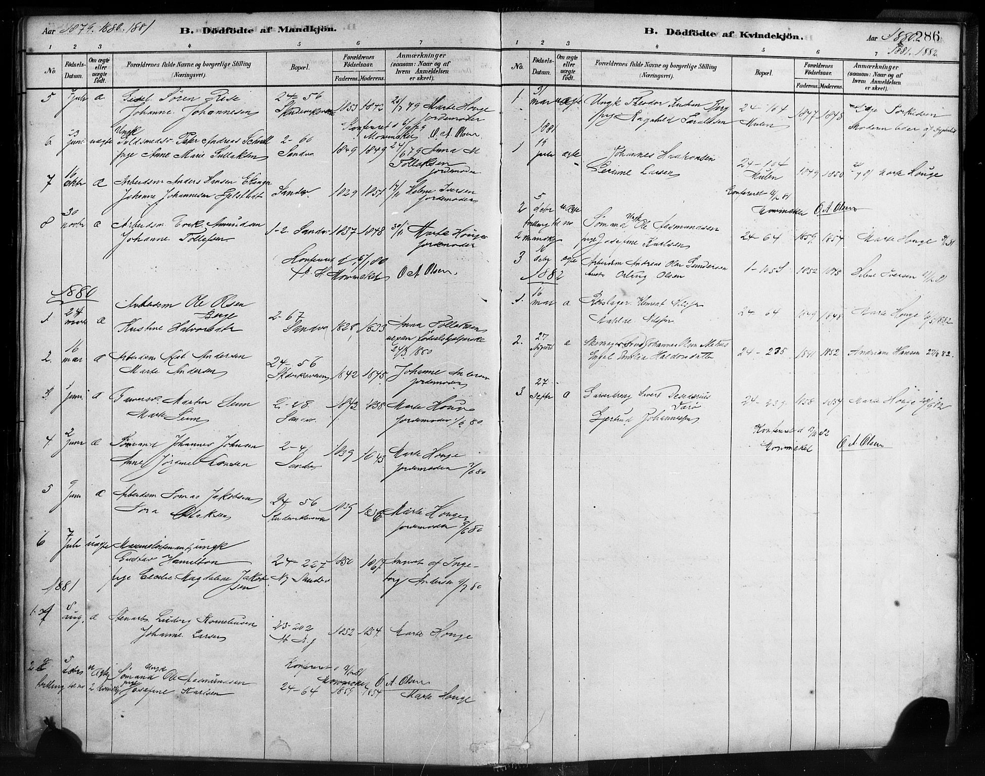 Sandviken Sokneprestembete, SAB/A-77601/H/Ha/L0004: Parish register (official) no. B 1, 1878-1891, p. 286