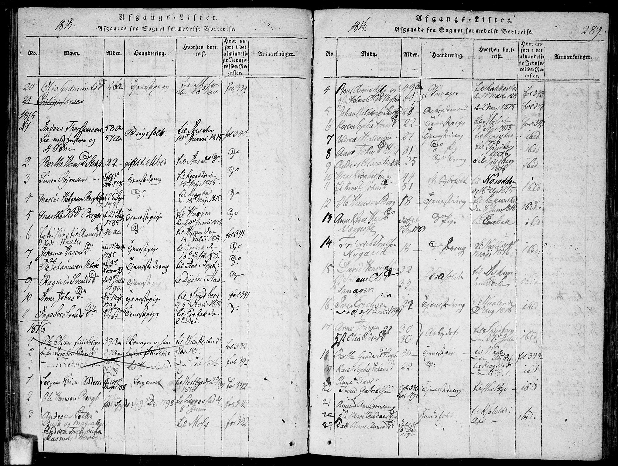 Hobøl prestekontor Kirkebøker, AV/SAO-A-2002/F/Fa/L0002: Parish register (official) no. I 2, 1814-1841, p. 289