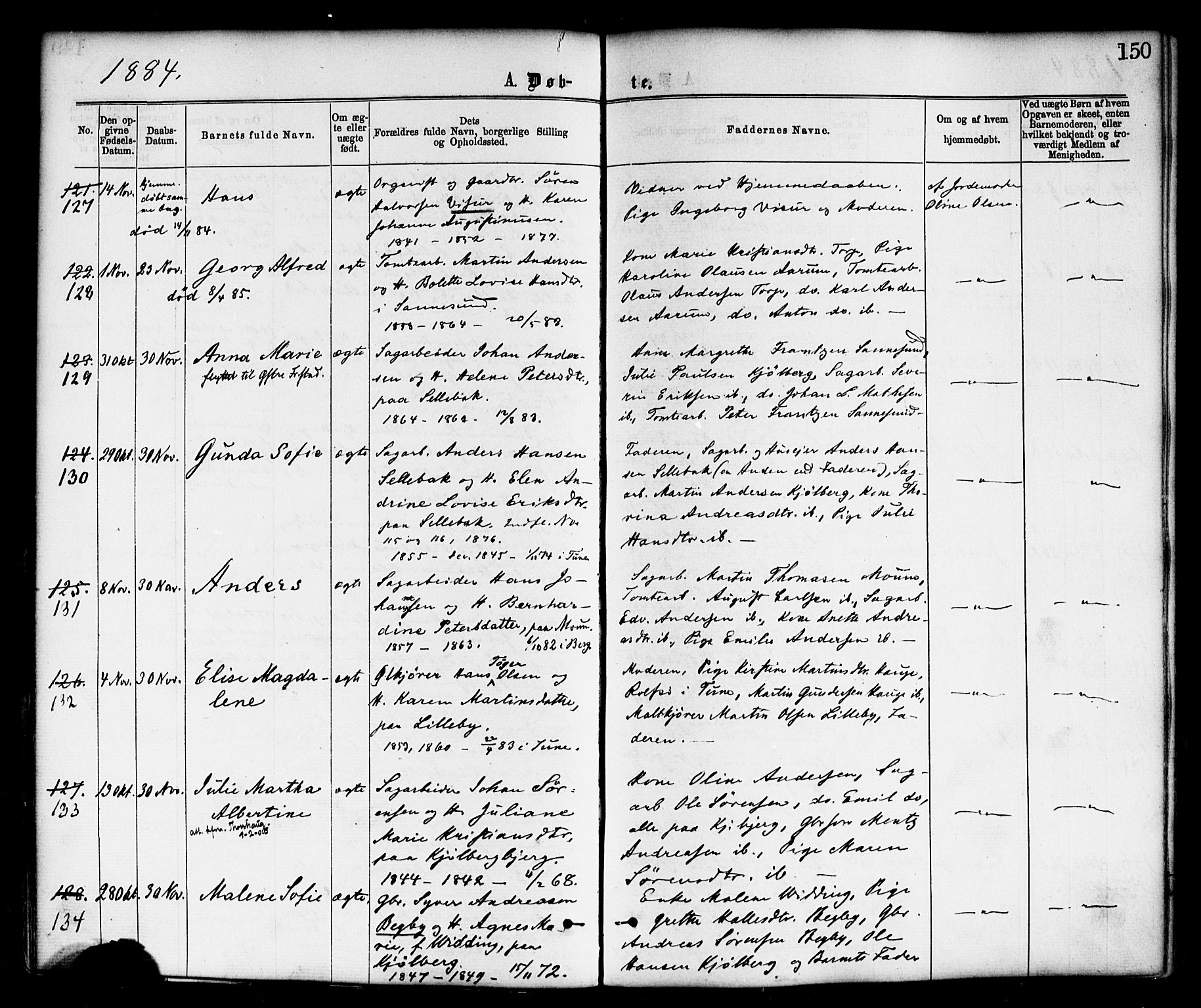 Borge prestekontor Kirkebøker, AV/SAO-A-10903/F/Fa/L0007: Parish register (official) no. I 7, 1875-1886, p. 150