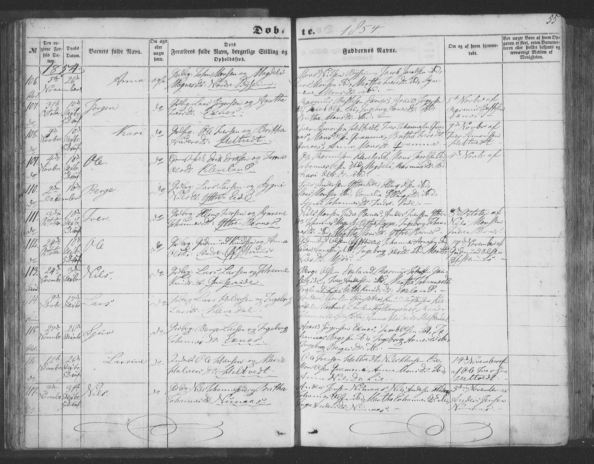 Hosanger sokneprestembete, AV/SAB-A-75801/H/Haa: Parish register (official) no. A 8, 1849-1863, p. 55