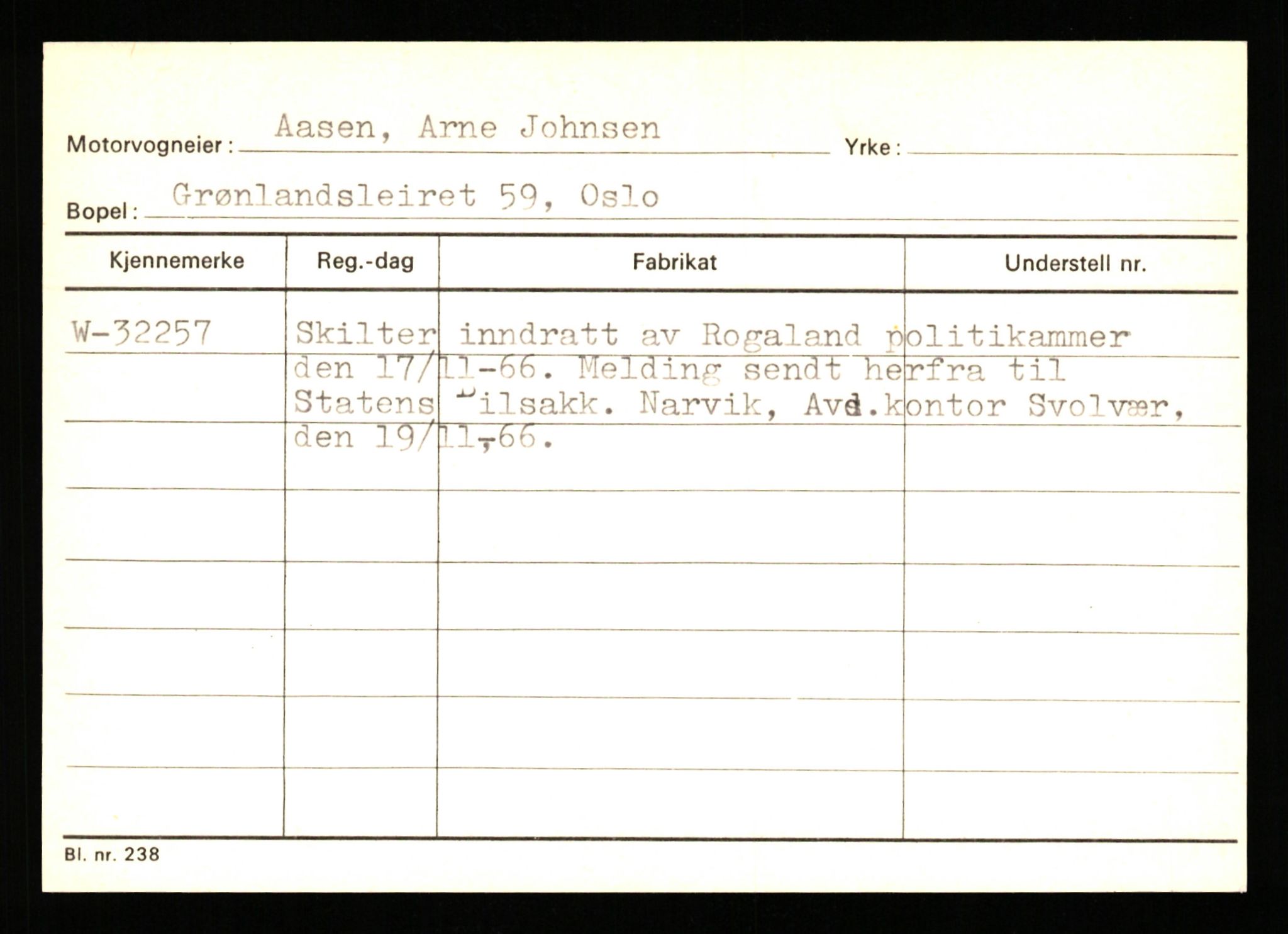 Stavanger trafikkstasjon, SAST/A-101942/0/G/L0005: Registreringsnummer: 23000 - 34245, 1930-1971, p. 2874