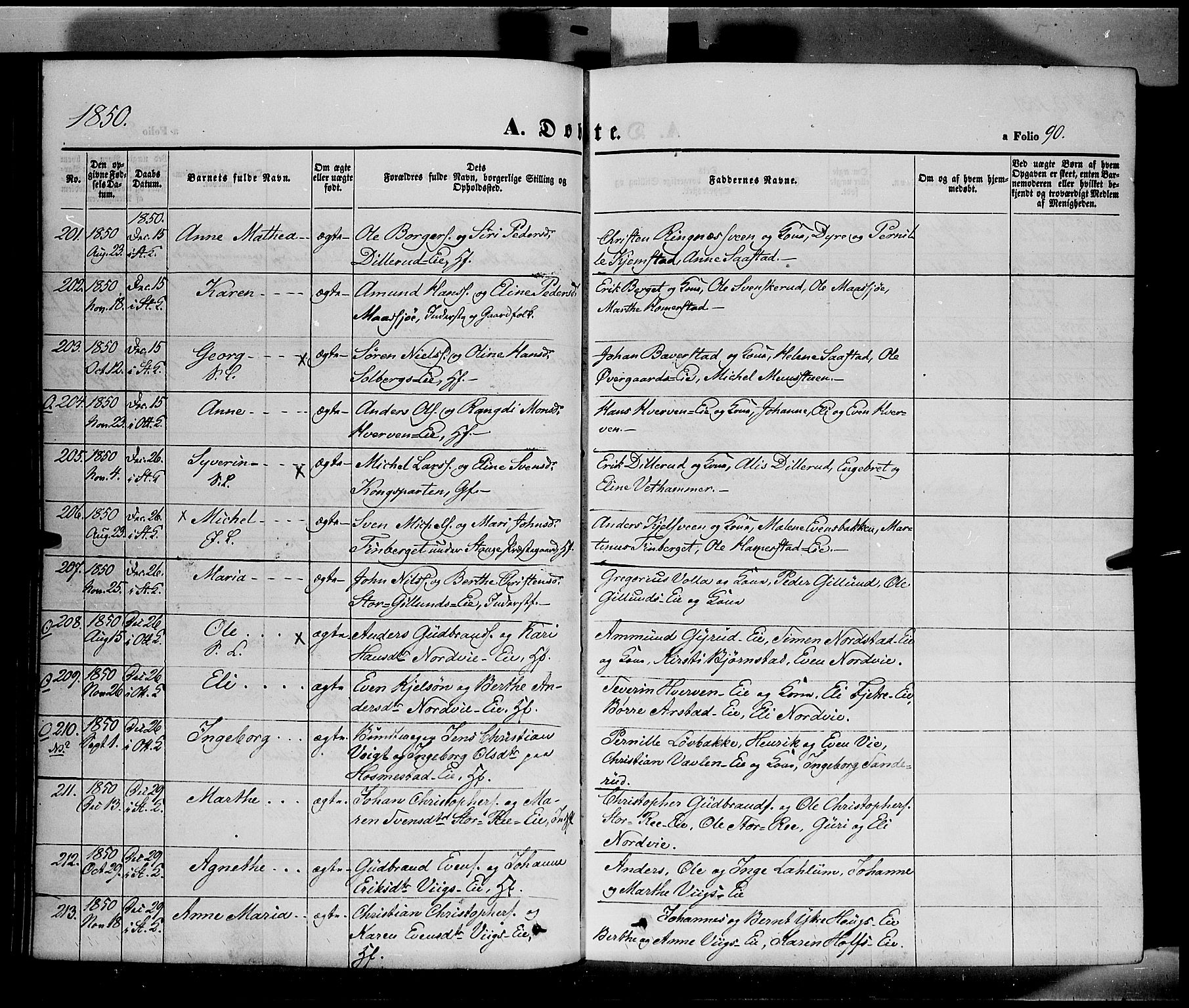Stange prestekontor, SAH/PREST-002/K/L0011: Parish register (official) no. 11, 1846-1852, p. 90