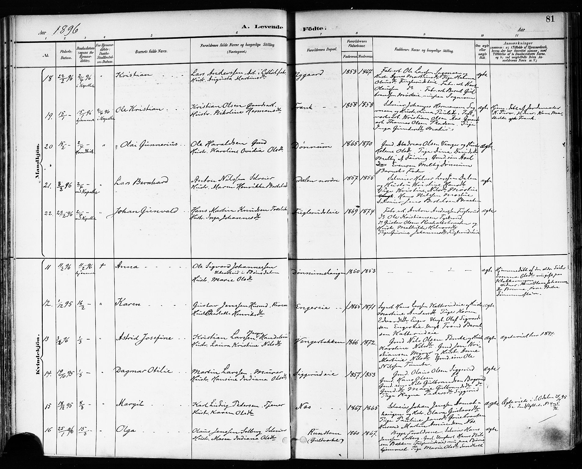 Eidsvoll prestekontor Kirkebøker, AV/SAO-A-10888/F/Fa/L0004: Parish register (official) no. I 4, 1891-1900, p. 81